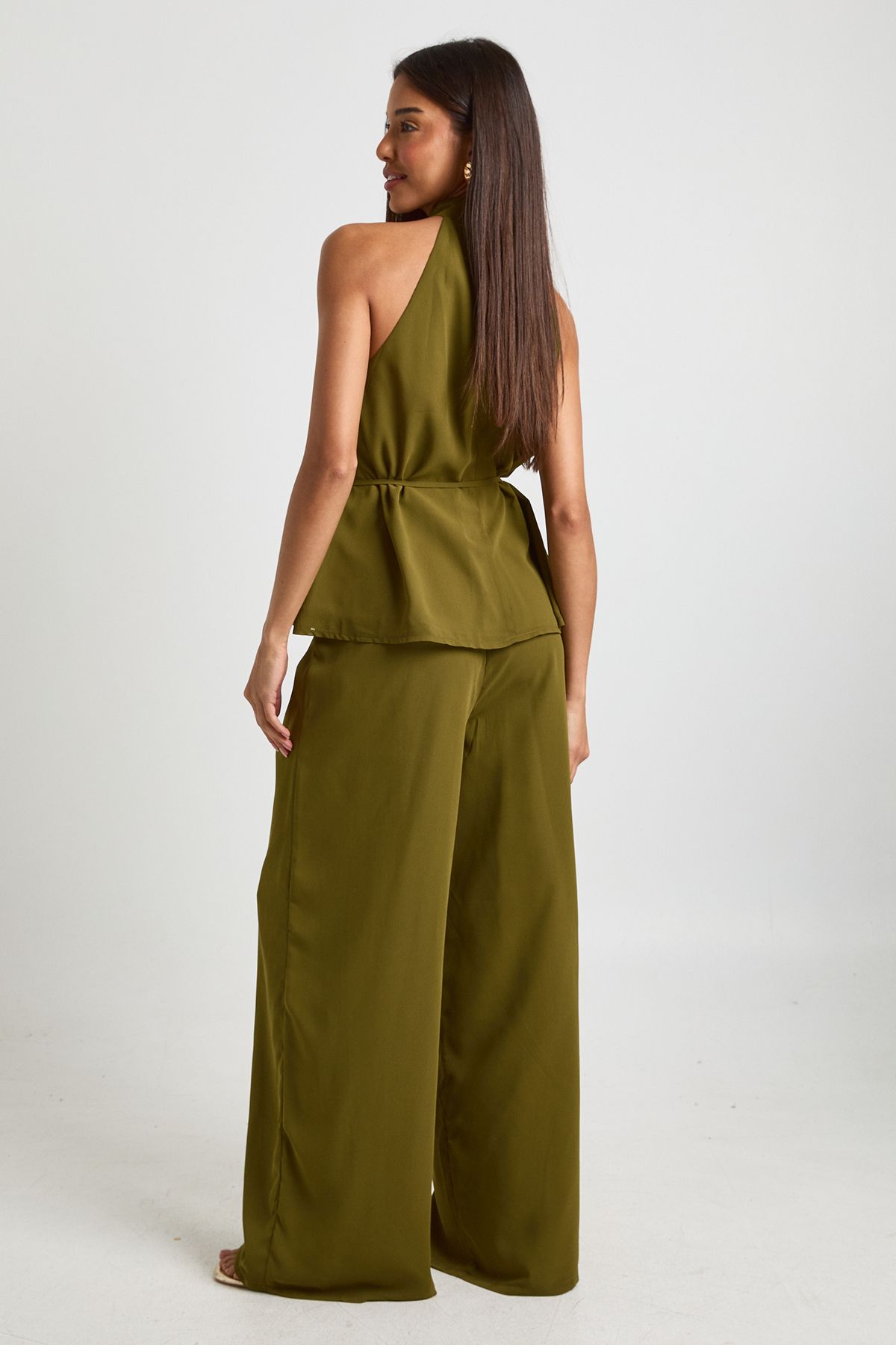 Chiffon Low Rise Wide Leg Trousers