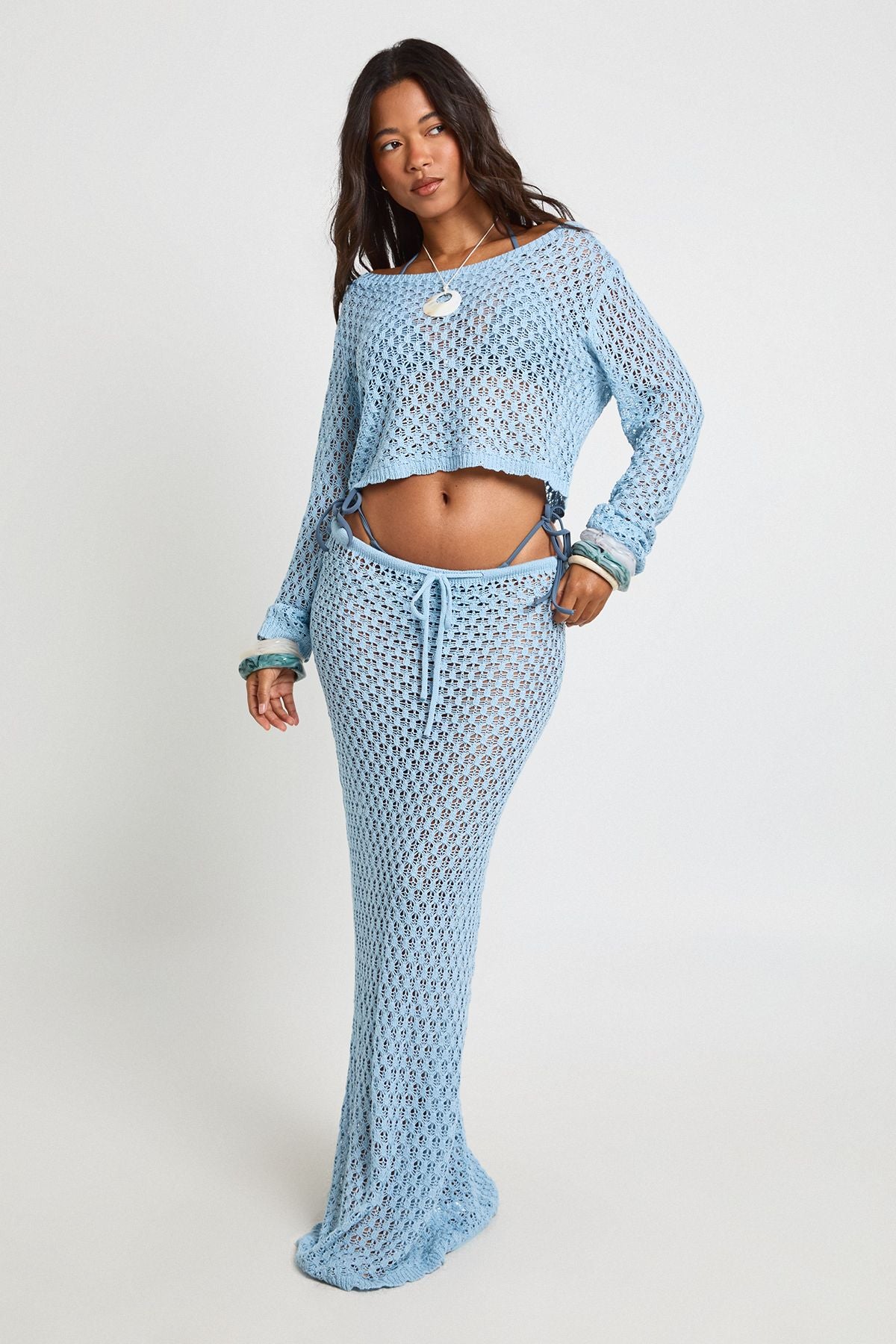 Crochet Knit Beach Maxi Skirt