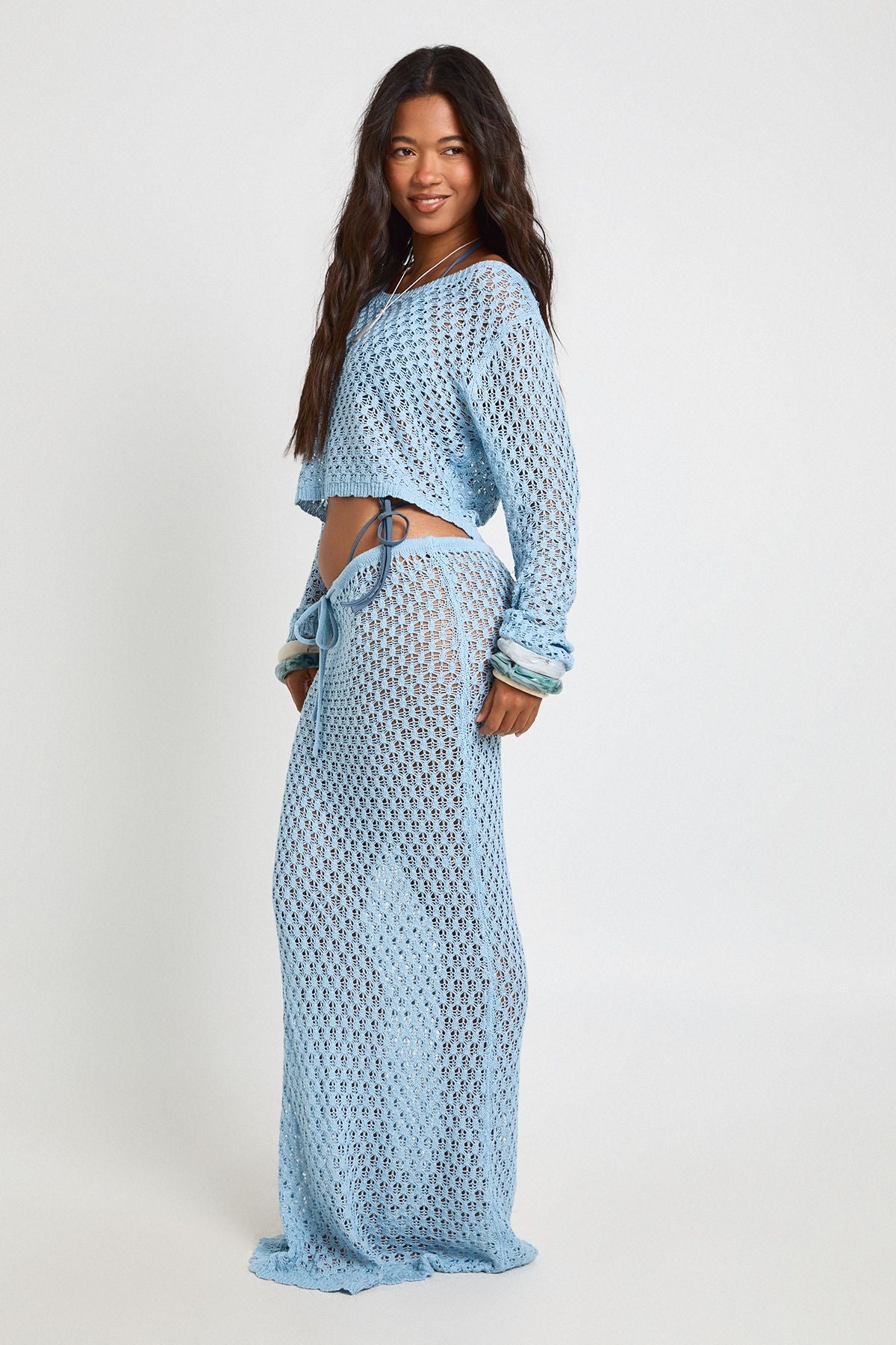 Crochet Knit Beach Maxi Skirt