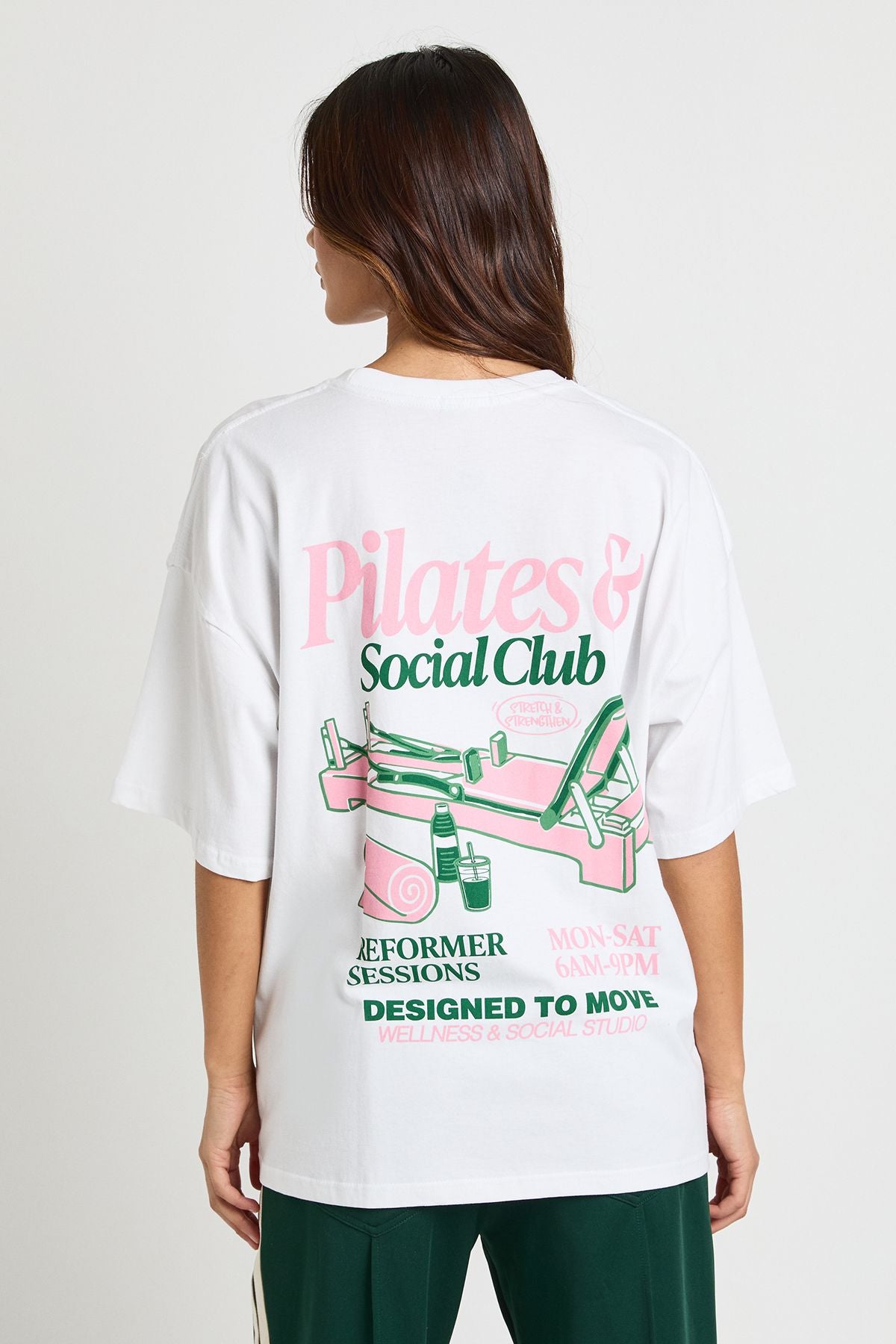 Reformer Pilates and Social Club Front and Back Printed T-Shirt