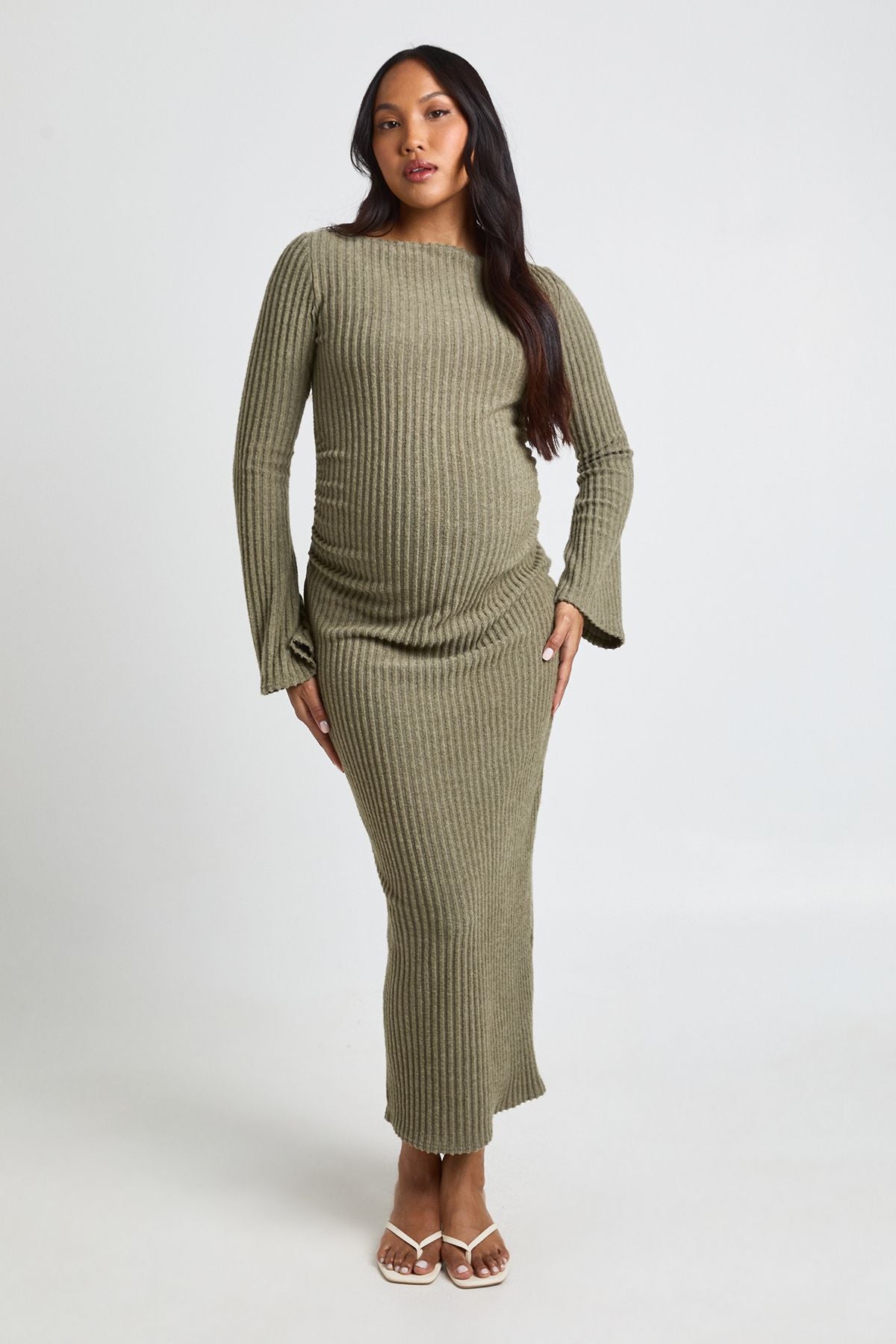 Maternity Slash Neck Midaxi Dress