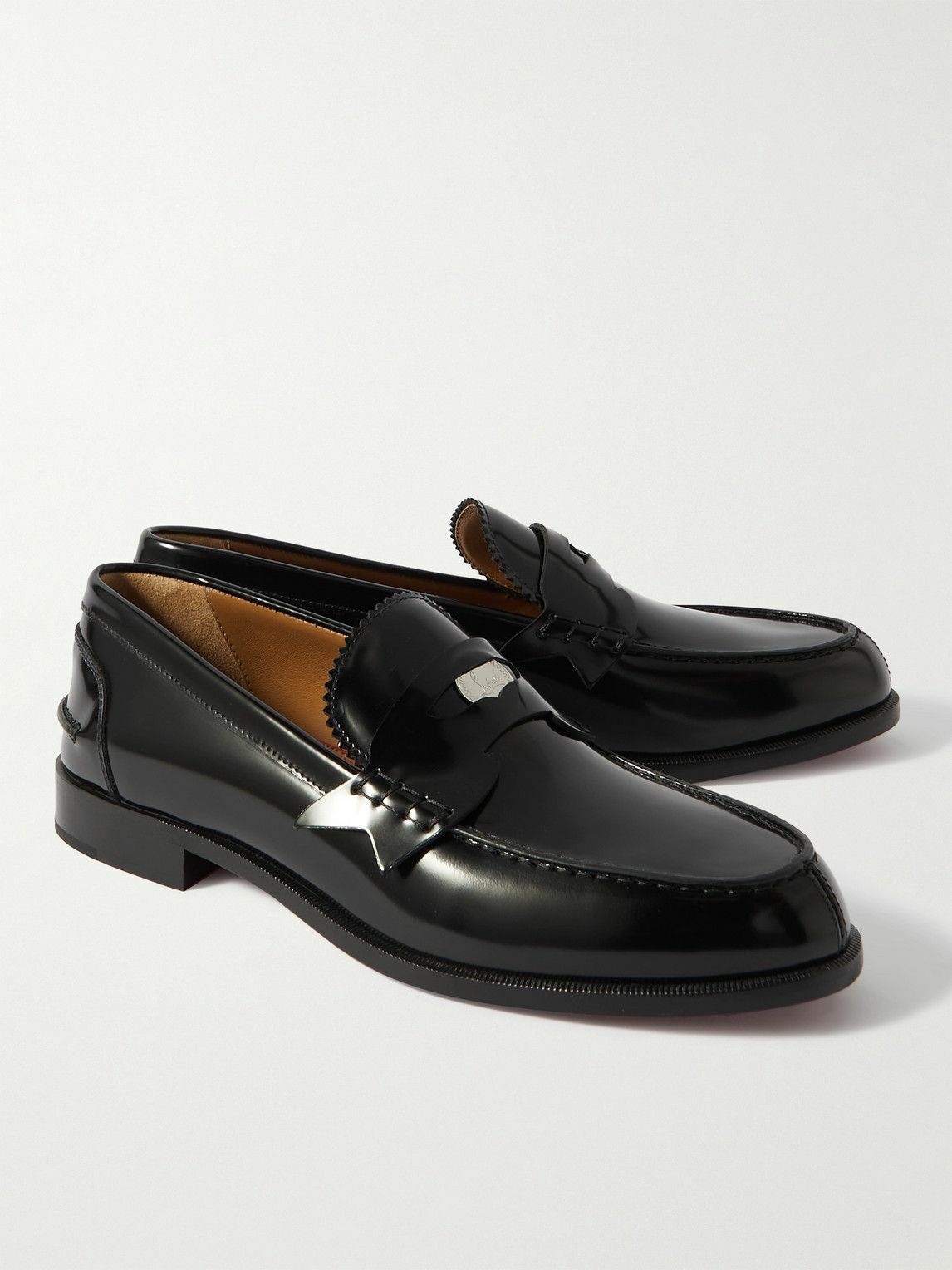 Valentino Garavani Polished Leather Penny Loafers – Black