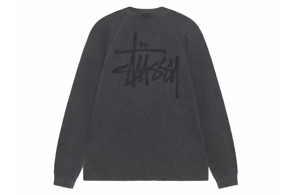 Stussy Stussy Raglan Thermal LS Crew Washed Black - Size: XS Sweatshirts | Shop From The Mirage