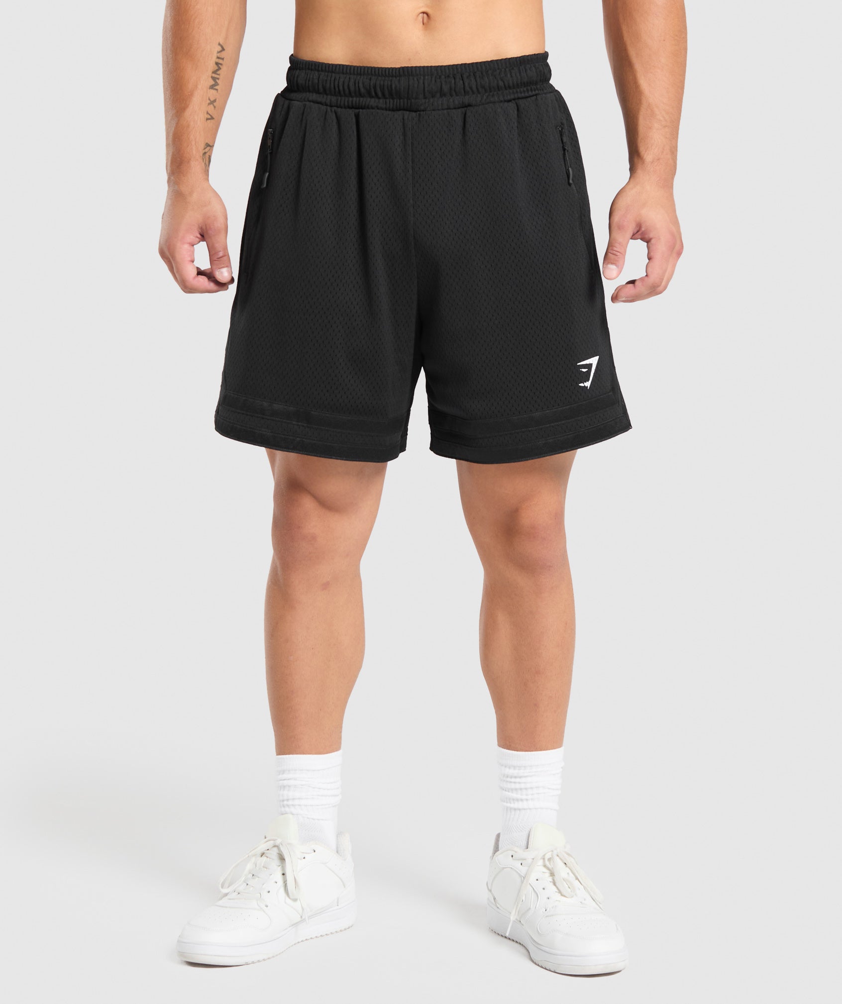 Gymshark Campus Mesh Shorts - Black/White Logo