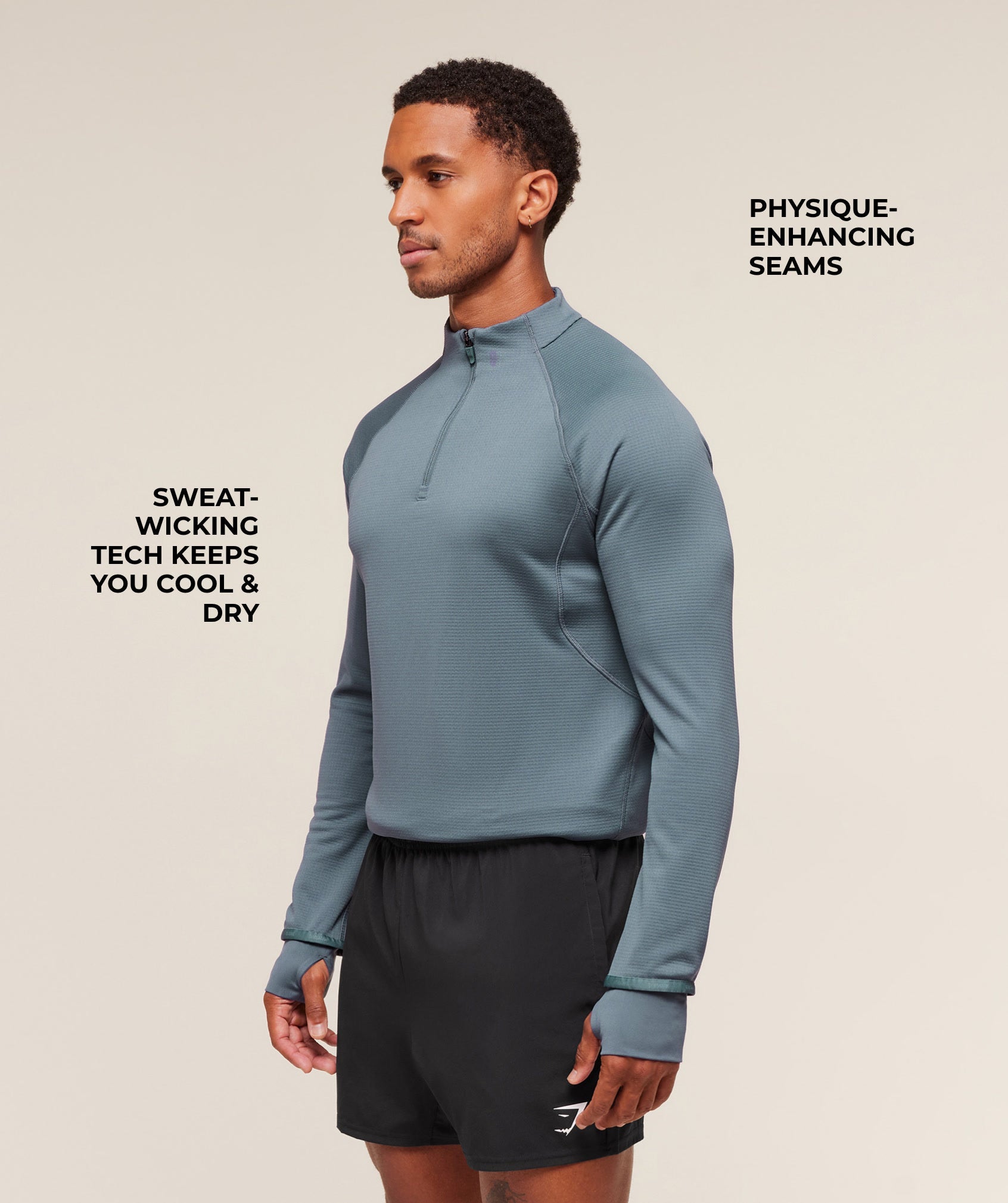Gymshark Running 1/4 Zip - Iron Blue