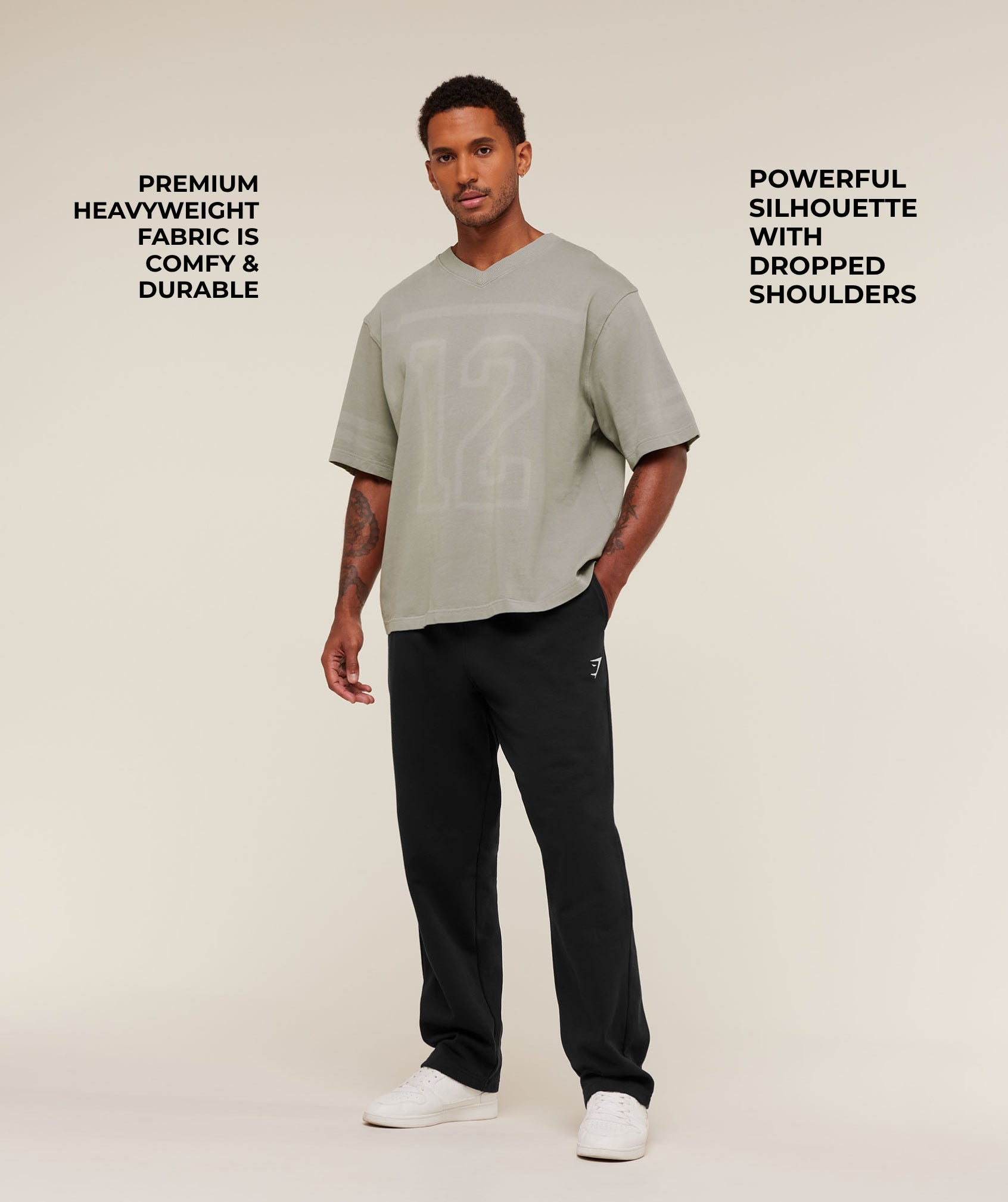 Gymshark Collegiate Washed Jersey T-Shirt - Smokey Grey