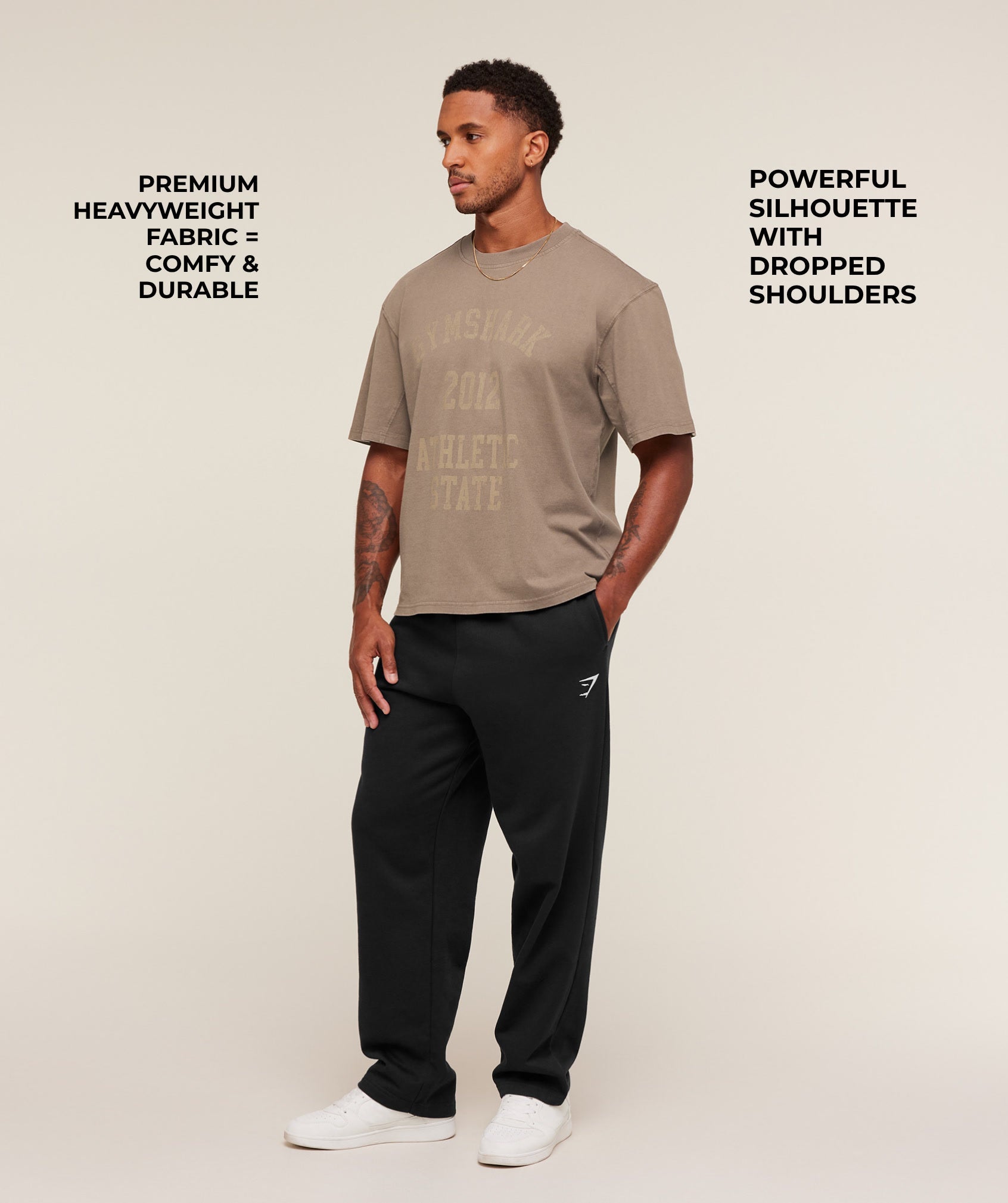 Gymshark Collegiate Washed T-Shirt - Soft Brown