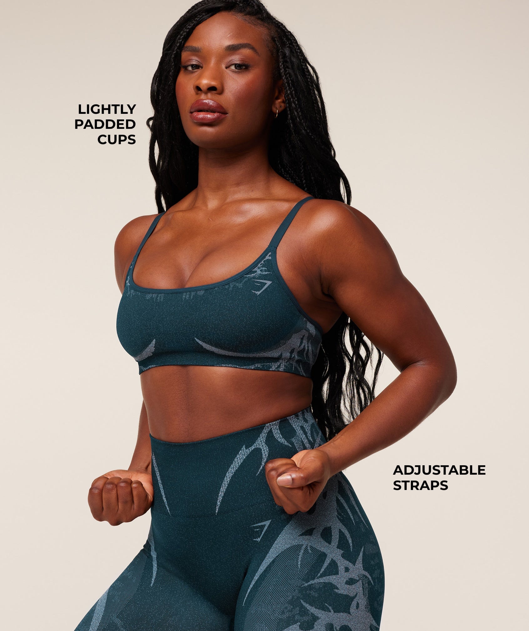 Gymshark Storm Seamless Sports Bra - Deep Petrol Blue/Smoke Blue