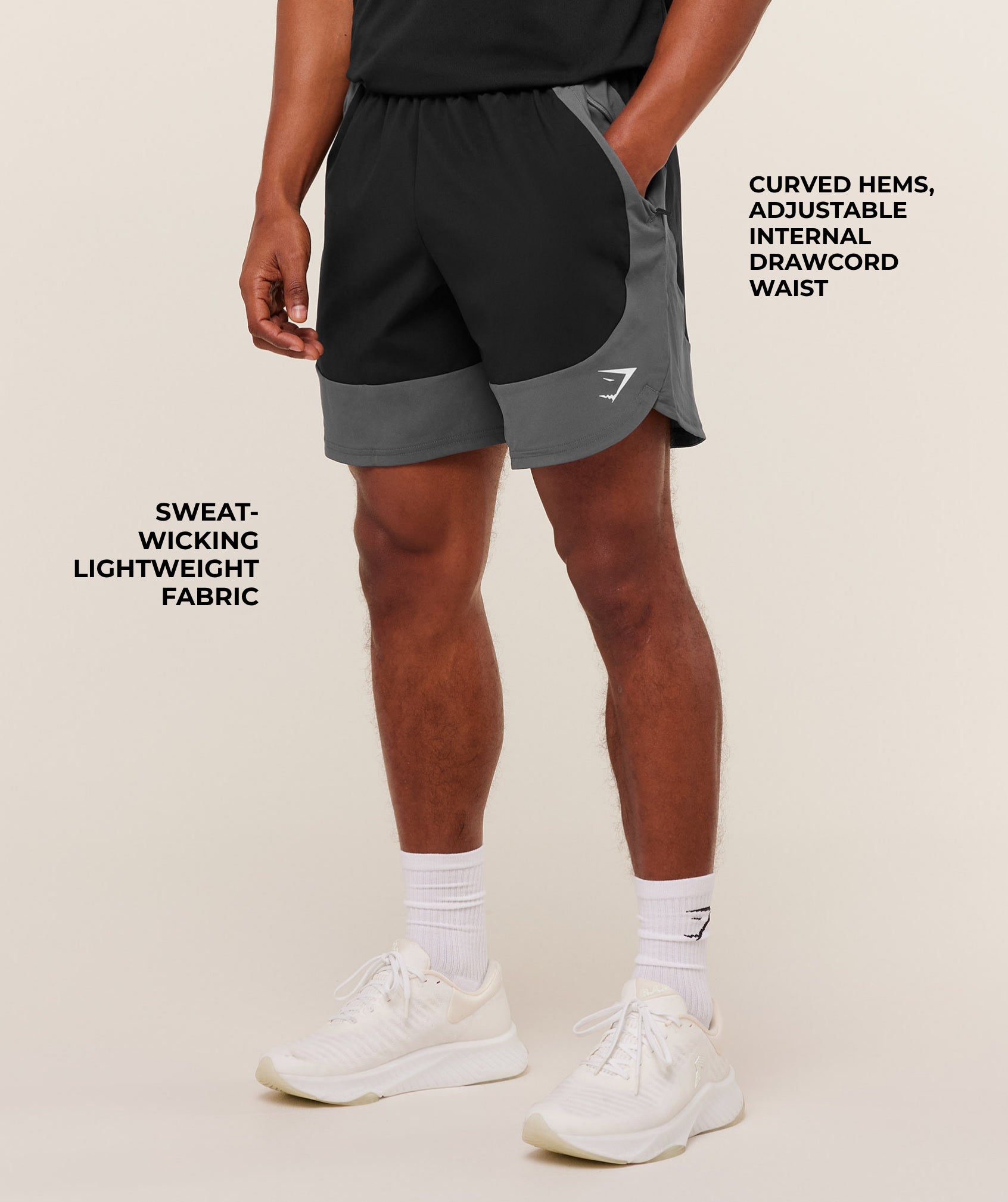 Gymshark Sport 25 Block 7" Shorts - Black/Dark Grey