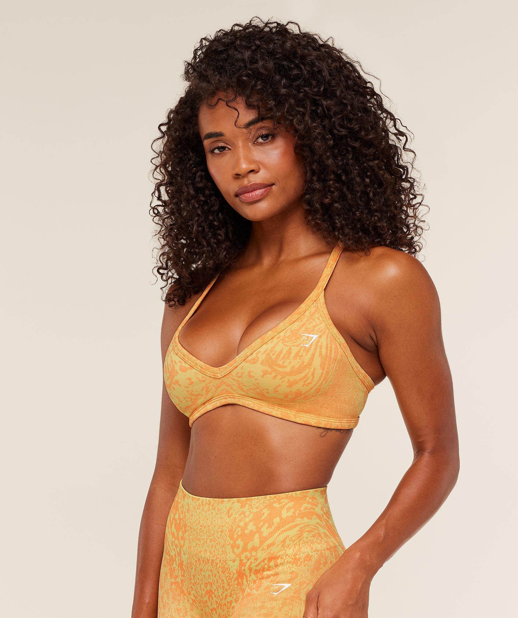 Gymshark Adapt Animal X Whitney Sports Bra - Sorbet Yellow / Dayglow Peach