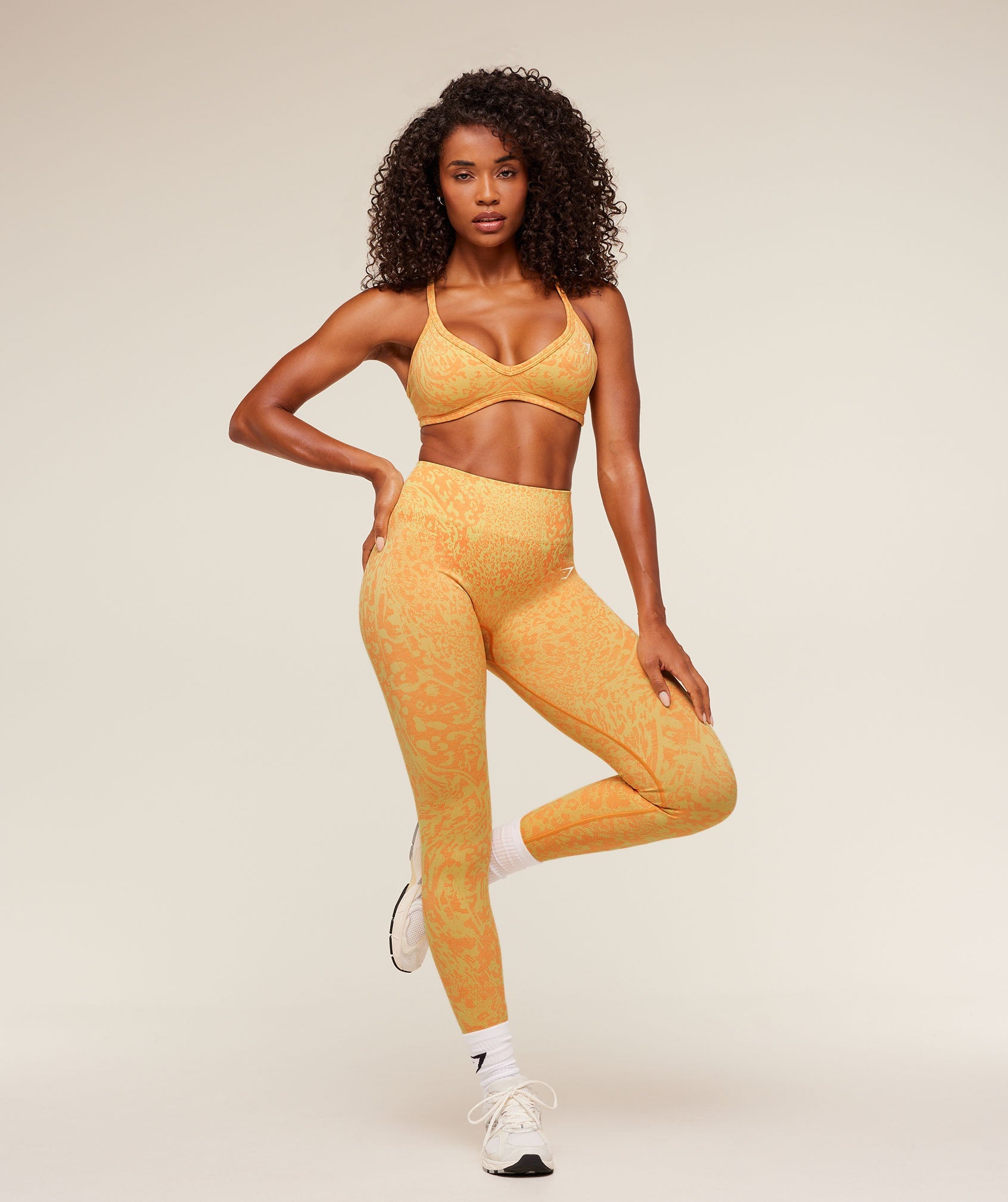 Gymshark Adapt Animal X Whitney Sports Bra - Sorbet Yellow / Dayglow Peach