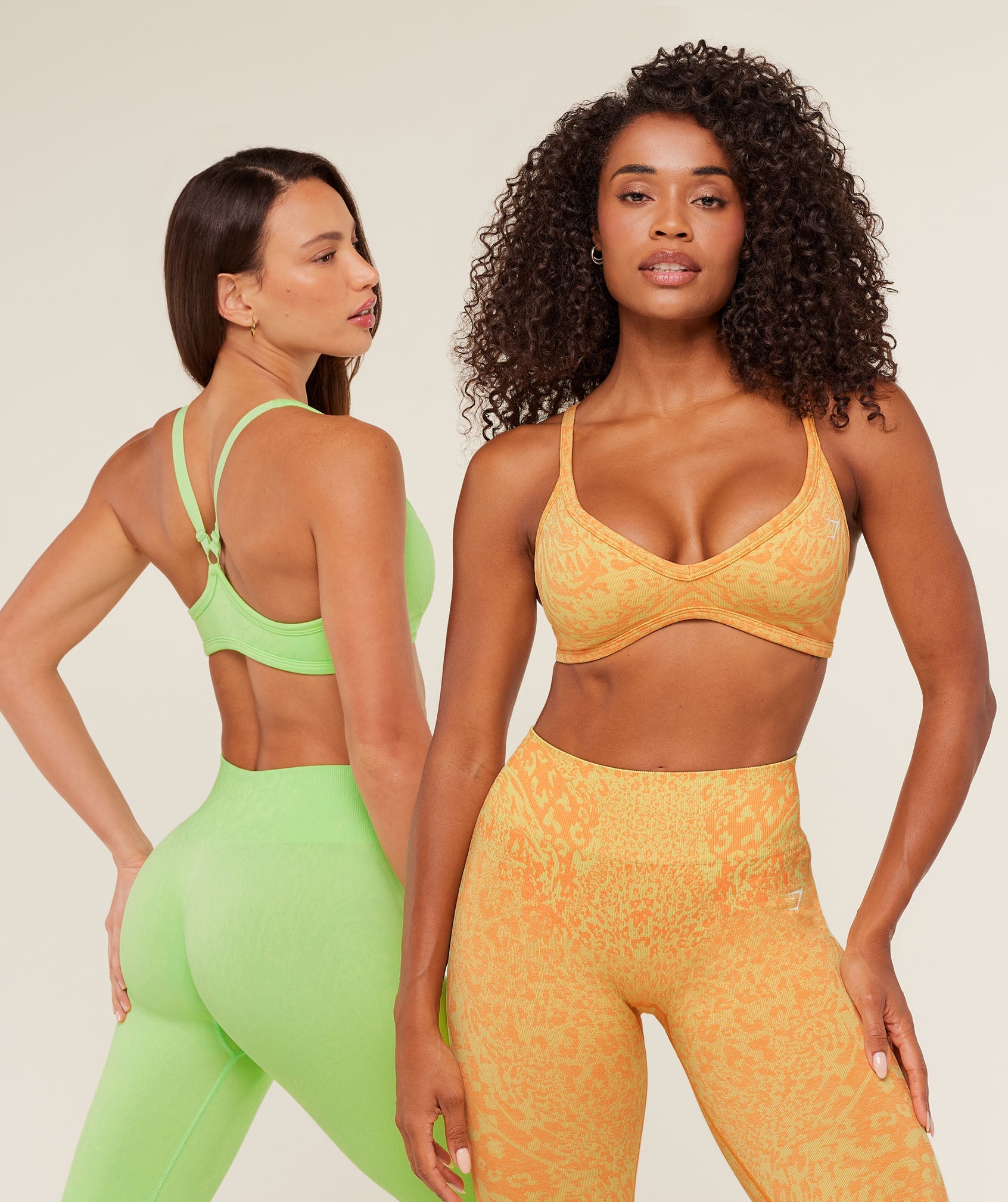 Gymshark Adapt Animal X Whitney Sports Bra - Sorbet Yellow / Dayglow Peach