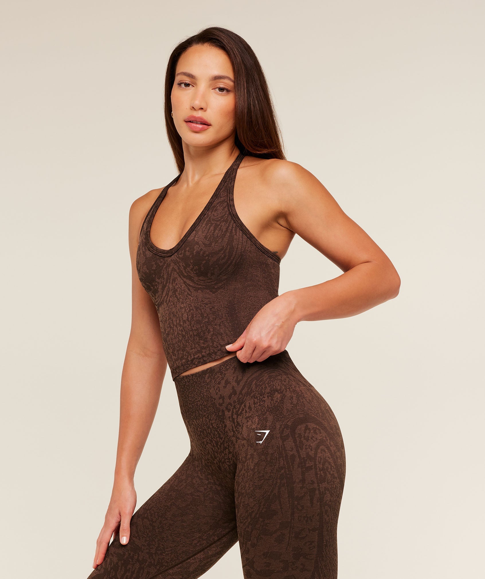 Gymshark Adapt Animal X Whitney Tank Top with Shelf - Archive Brown / Soft Brown