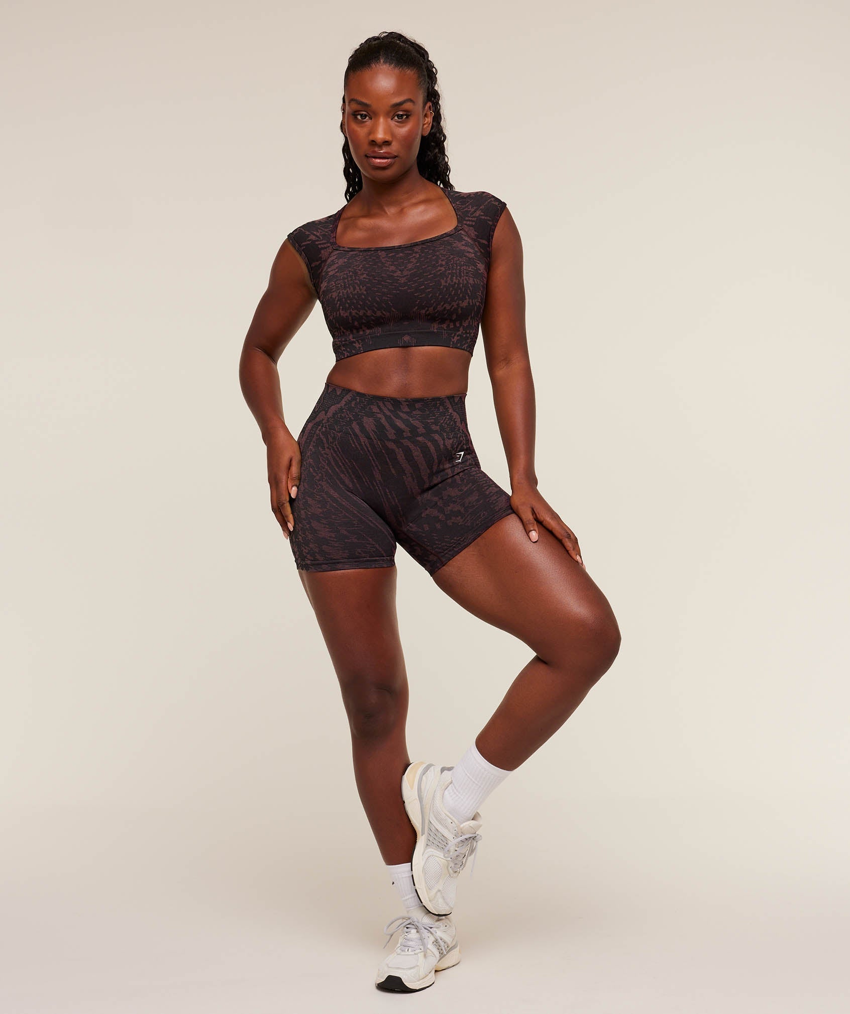 Gymshark Adapt Houndstooth Shorts - Black/Reset Pink