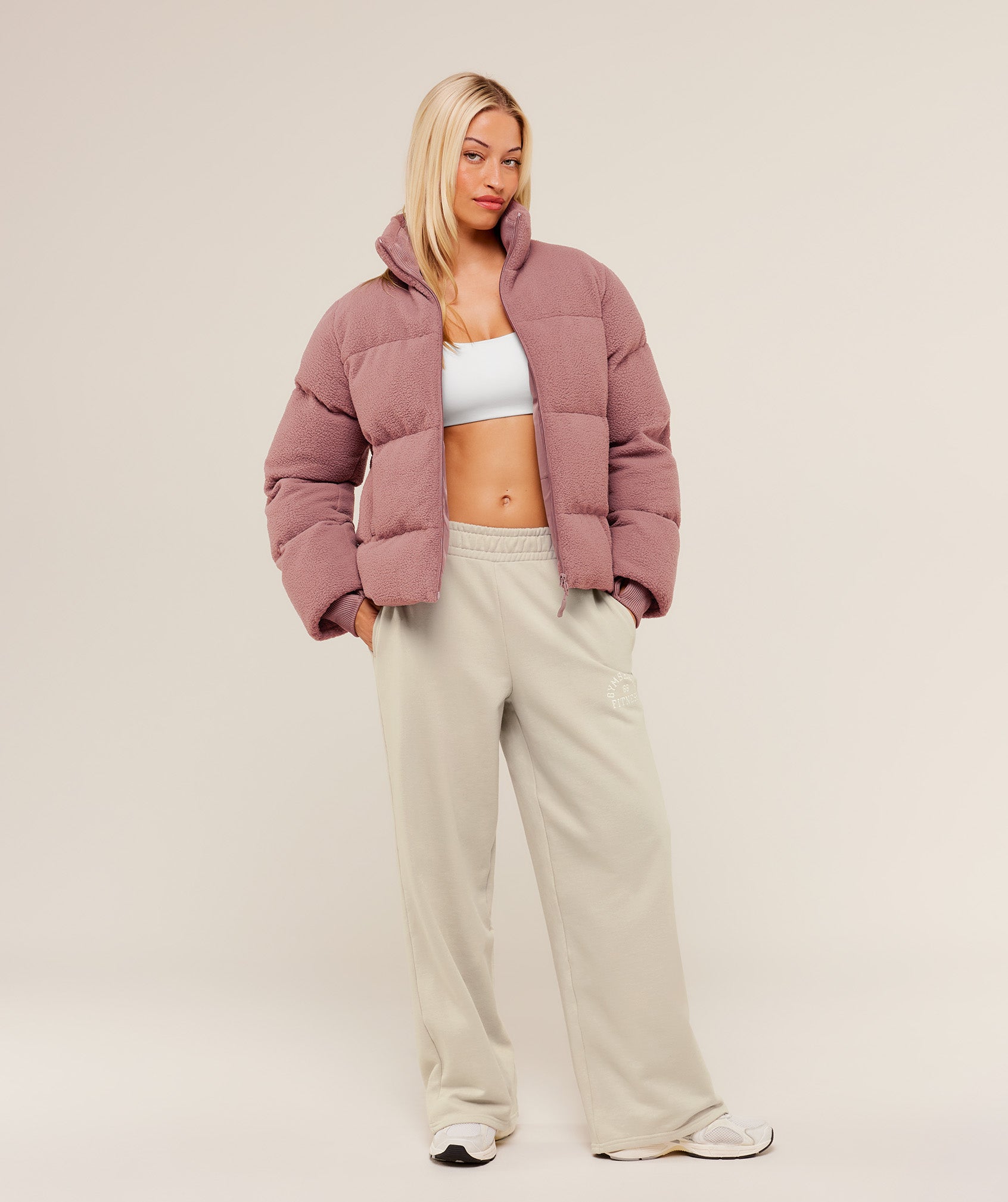 Gymshark Sherpa Puffer Jacket - Chestnut Pink