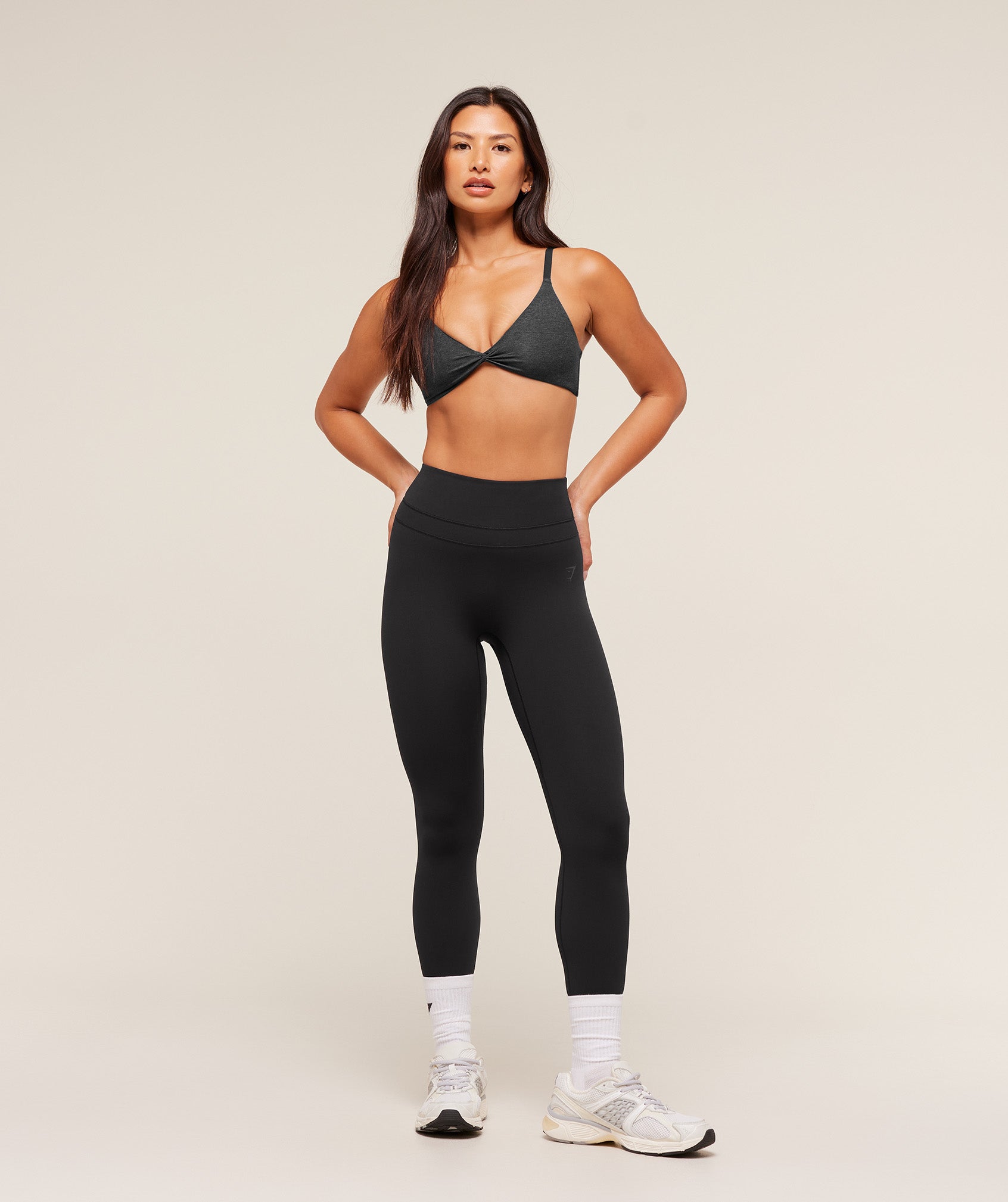 Gymshark Cotton Twist Front Bralette - Bros Midnight Black Marl