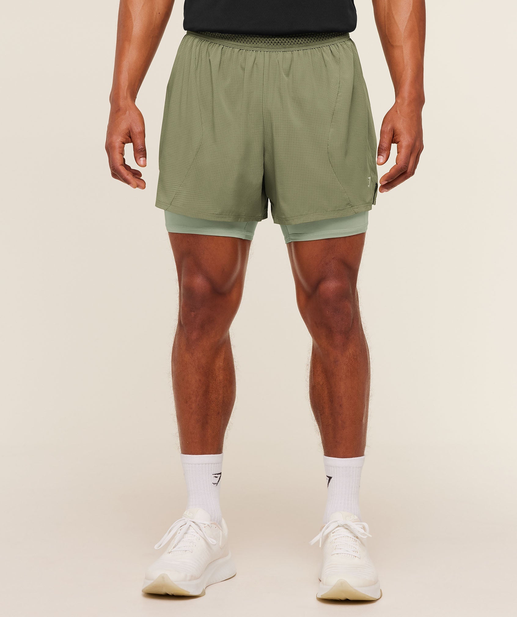 Gymshark Running 4" 2in1 Shorts - Grounded Green / Haze Green