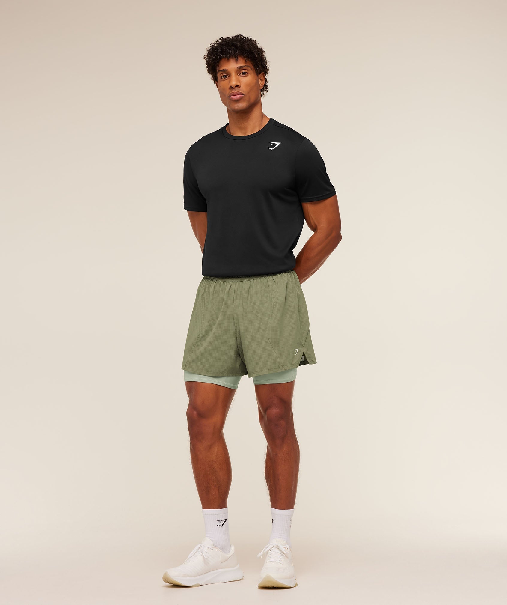 Gymshark Running 4" 2in1 Shorts - Grounded Green / Haze Green