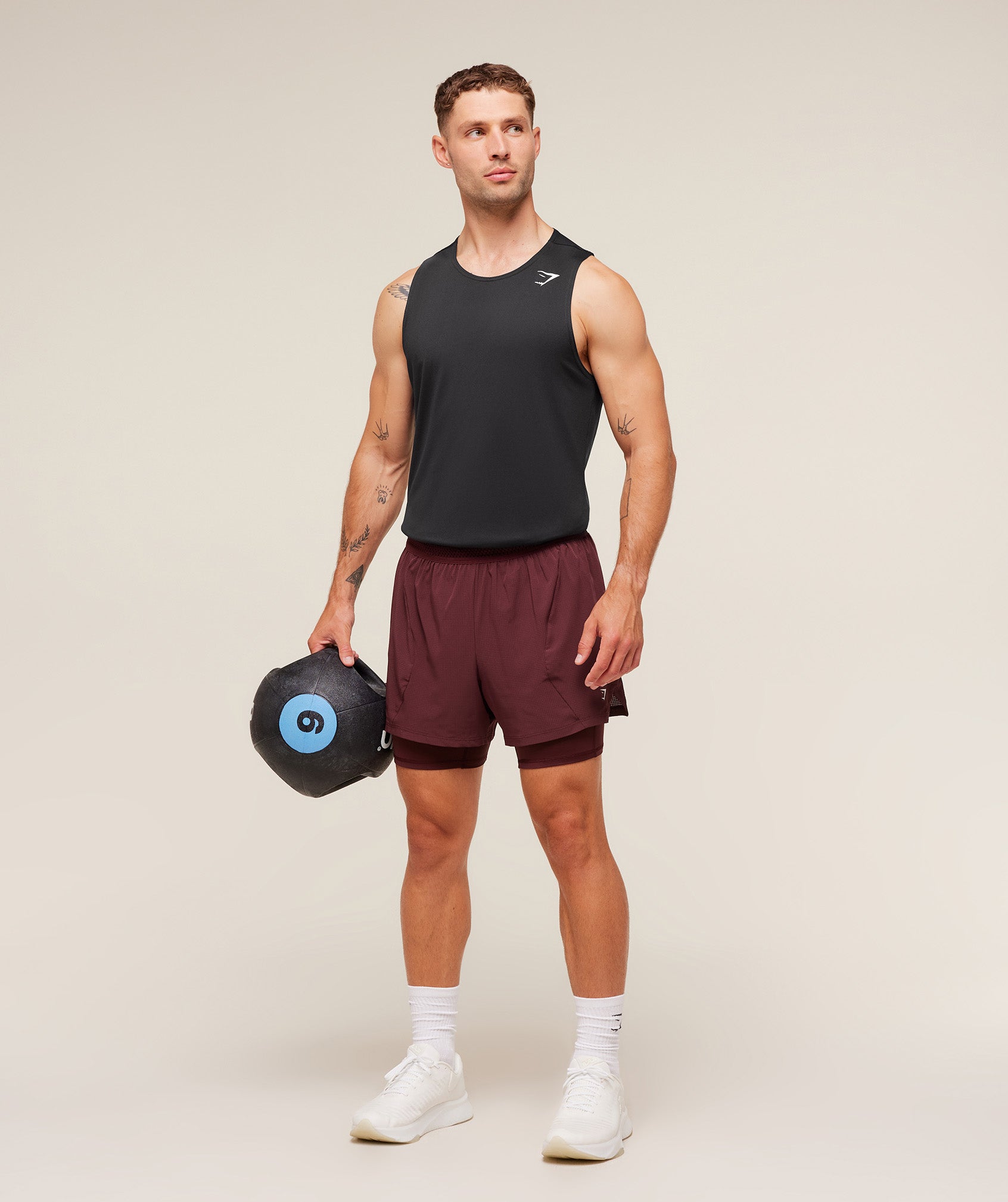 Gymshark Running 4" 2in1 Shorts - Rich Maroon