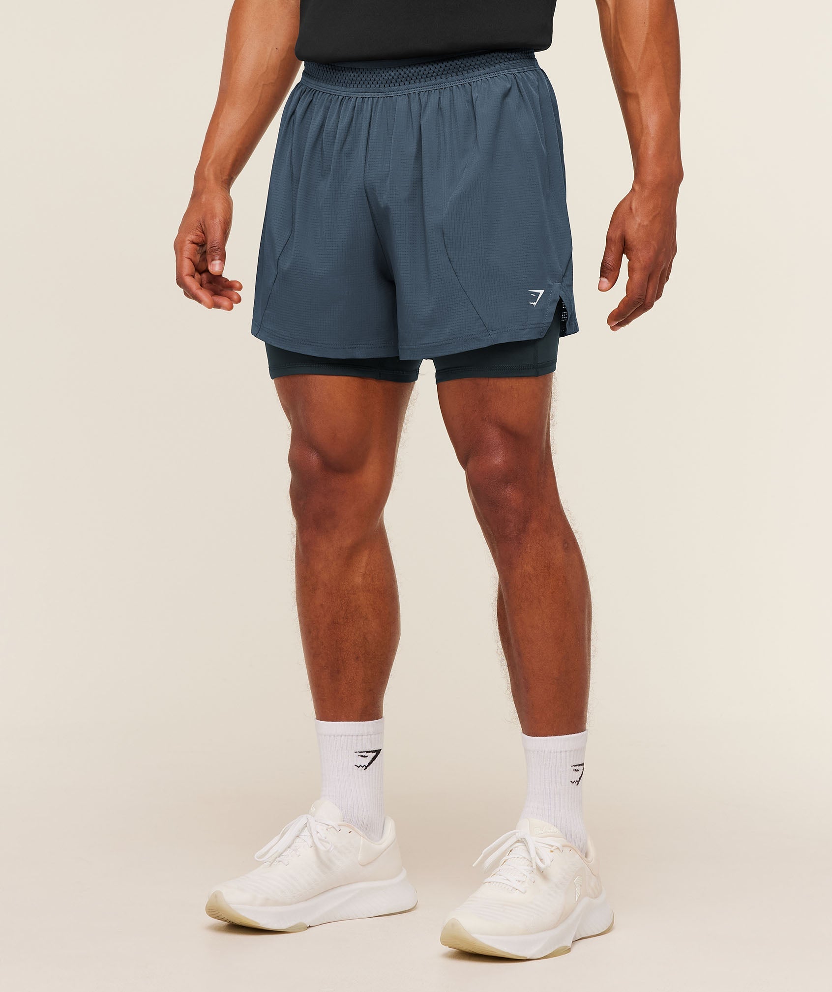 Gymshark Running 4" 2in1 Shorts - GS Stealth Blue/GS Deep Petrol Blue