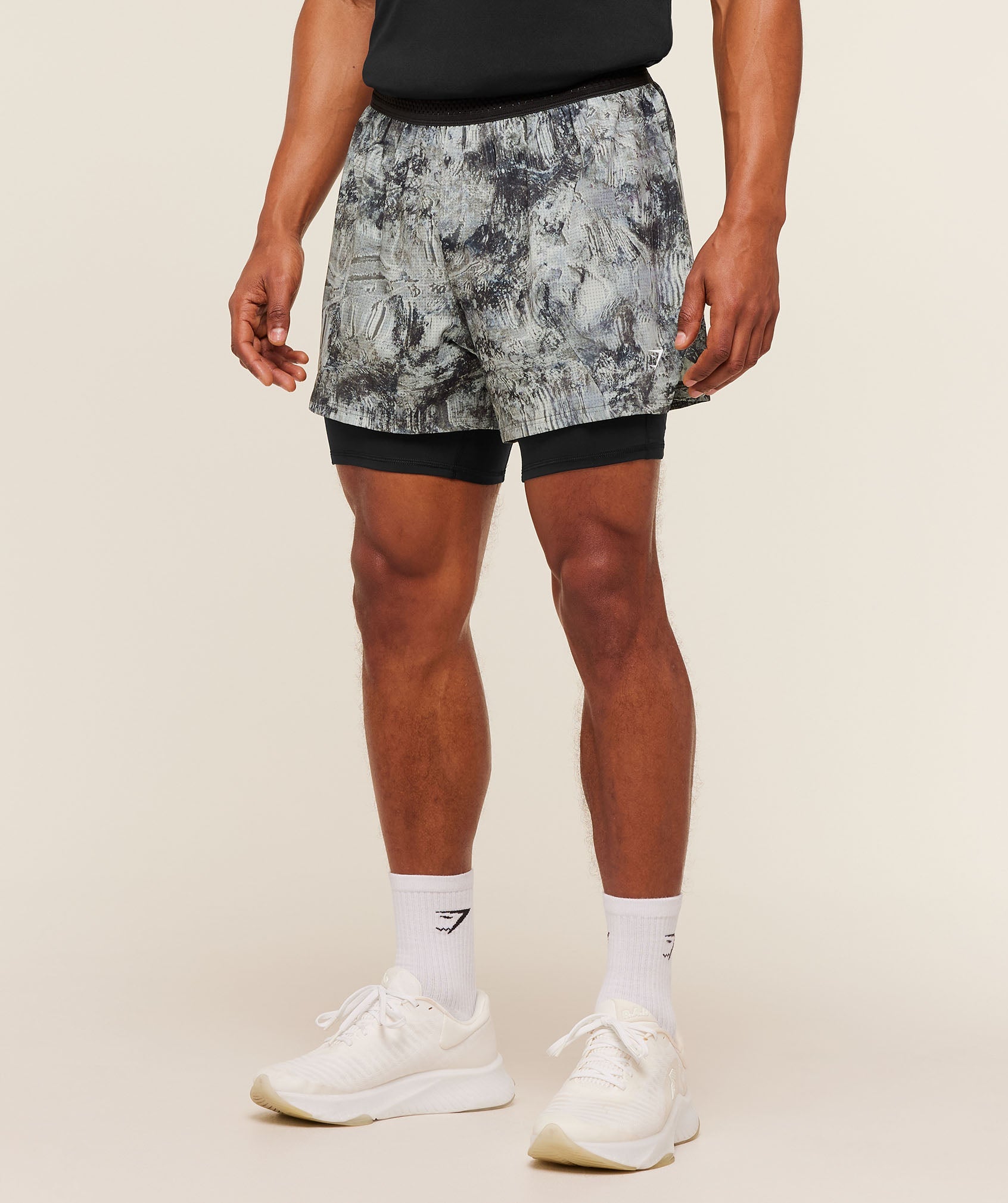 Gymshark Running 4" 2in1 Shorts - Dark Grey / Black