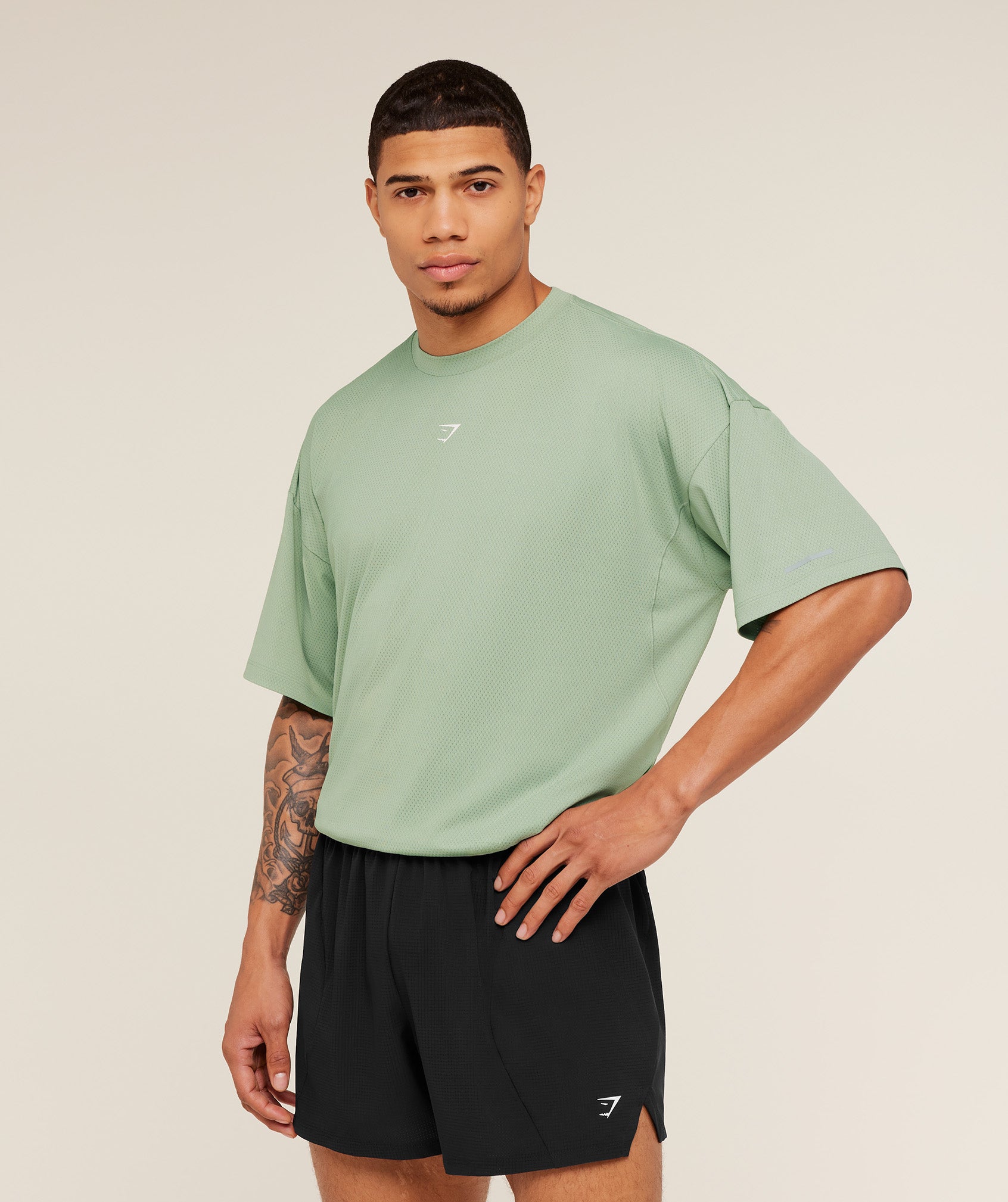 Gymshark Running Graphic T-Shirt - GS Haze Green