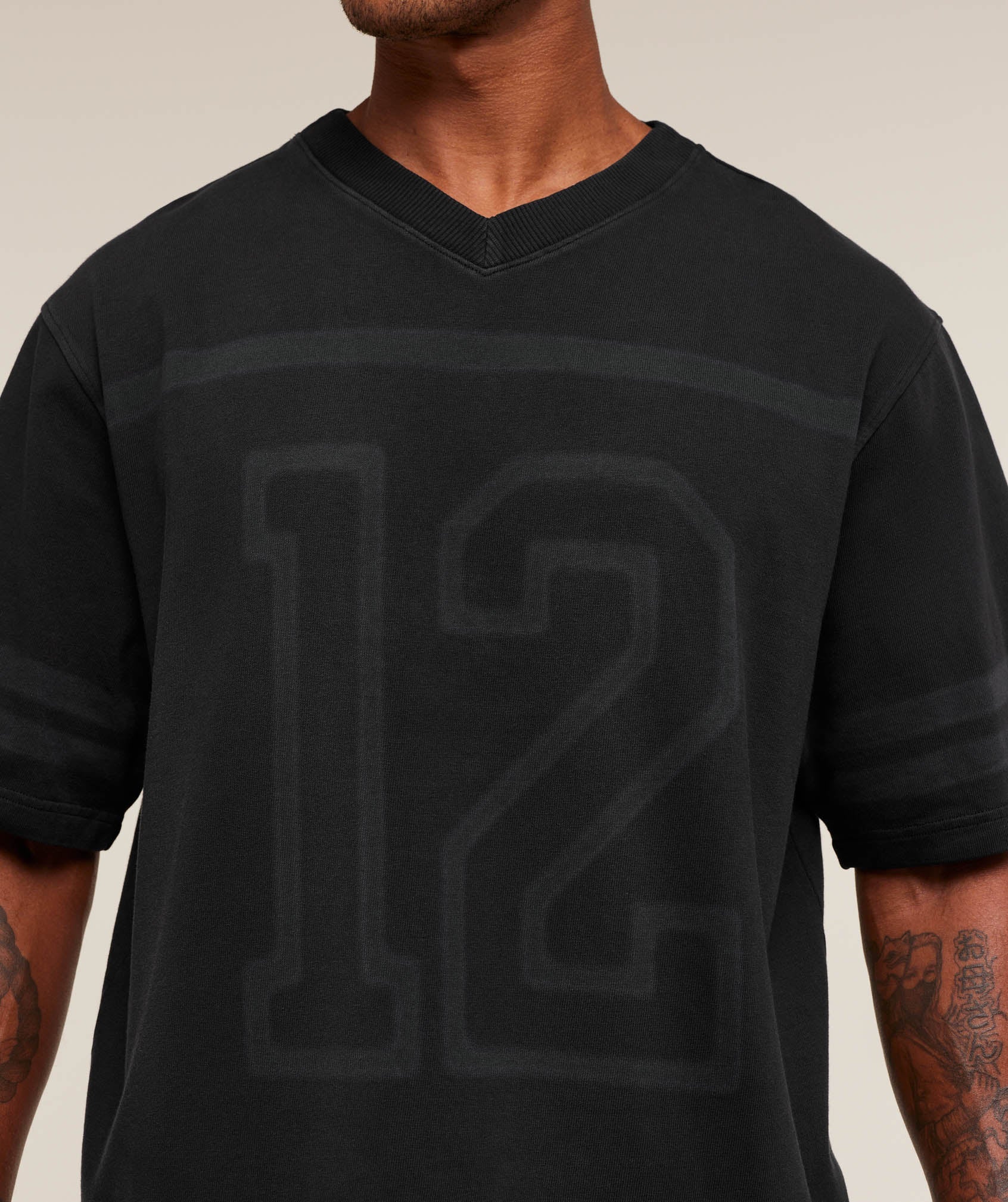 Gymshark Collegiate Washed Jersey T-Shirt - Black