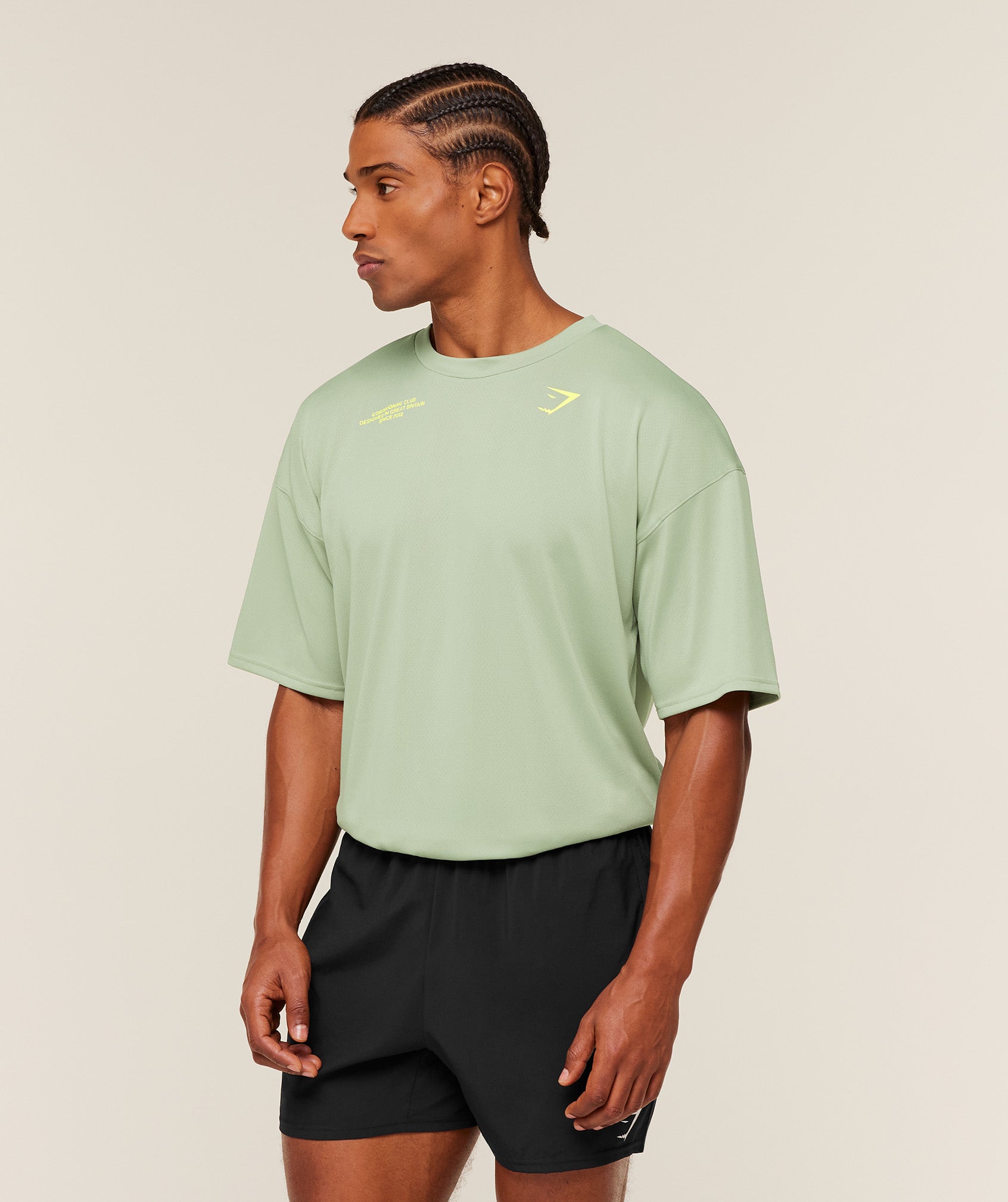 Gymshark Conditioning Club Oversized T-Shirt - GS Haze Green/GS Sorbet Yellow