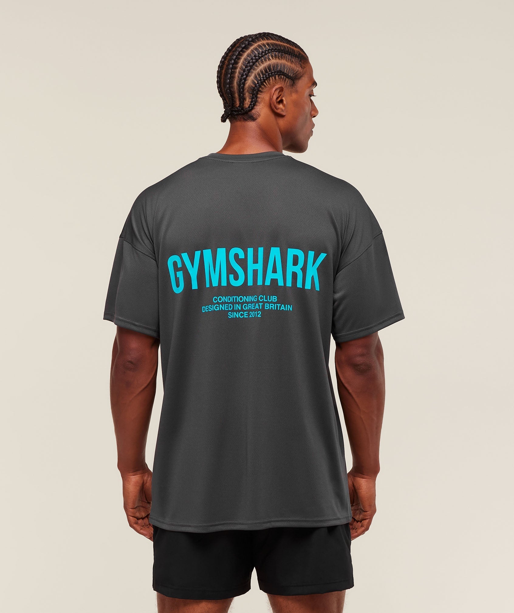 Gymshark Conditioning Club Oversized T-Shirt - Onyx Grey/Brand Blue