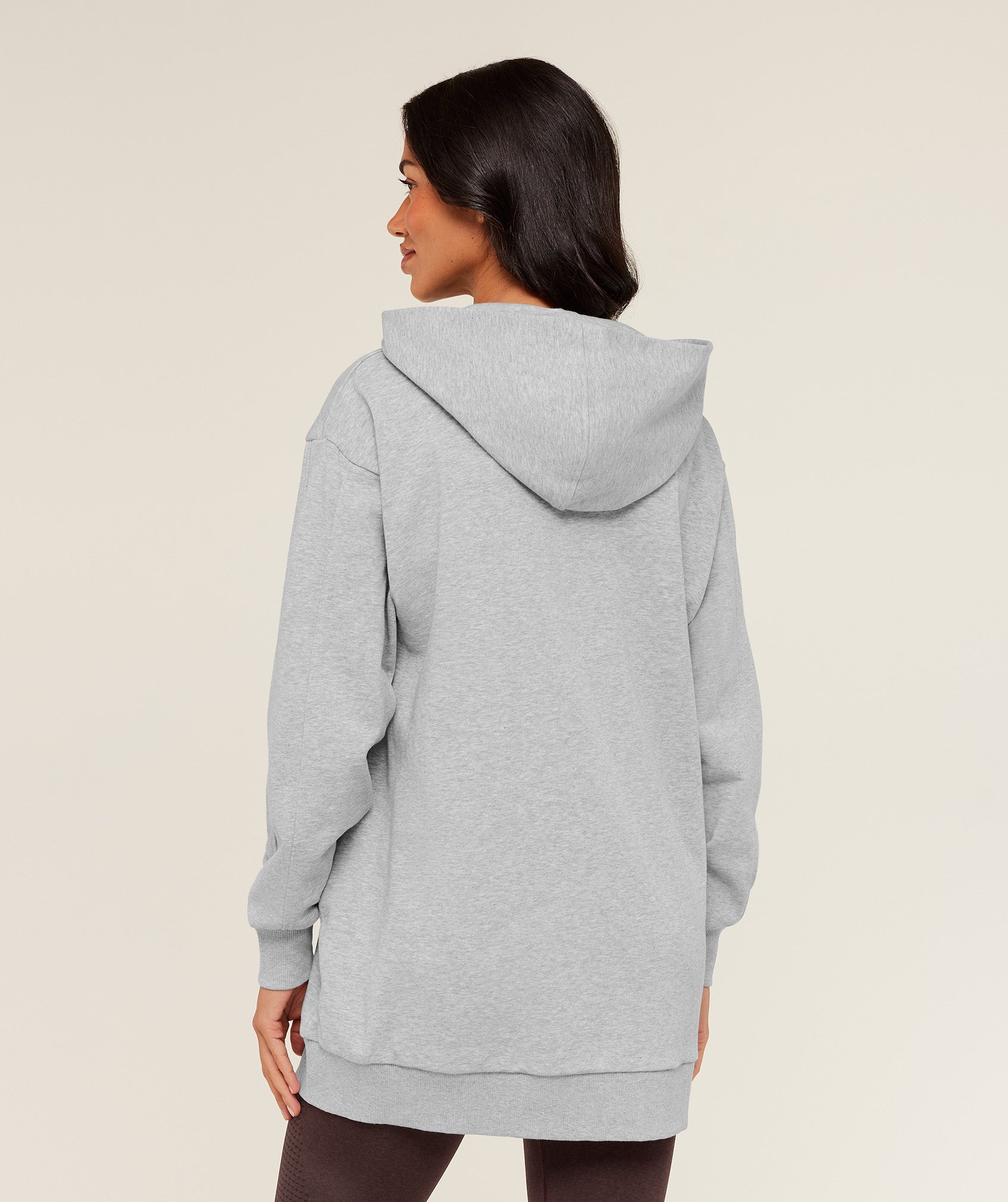 Gymshark Covered Longline Zip Up Hoodie - Light Grey Core Marl