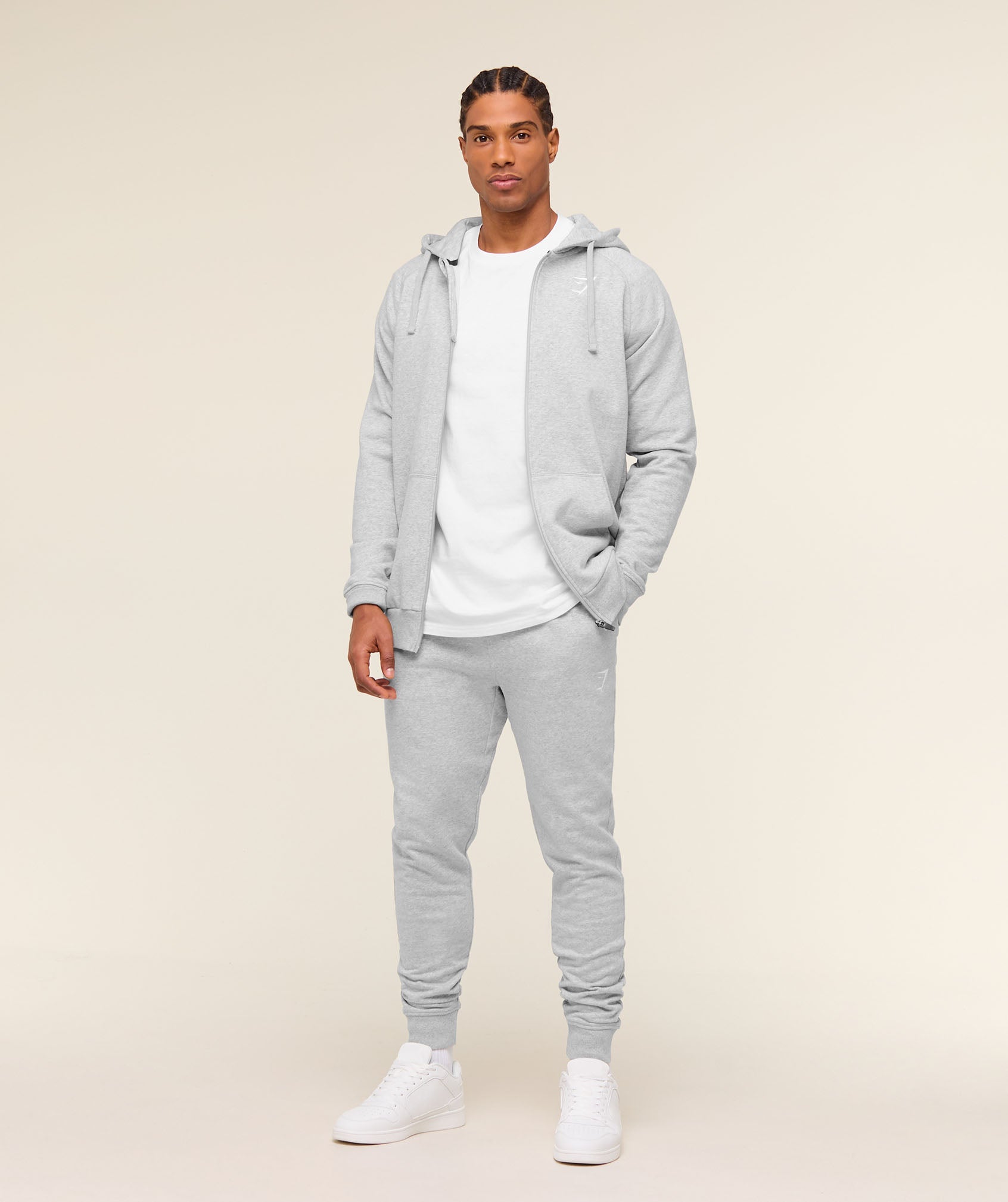 Gymshark Crest Joggers - Light Grey Marl