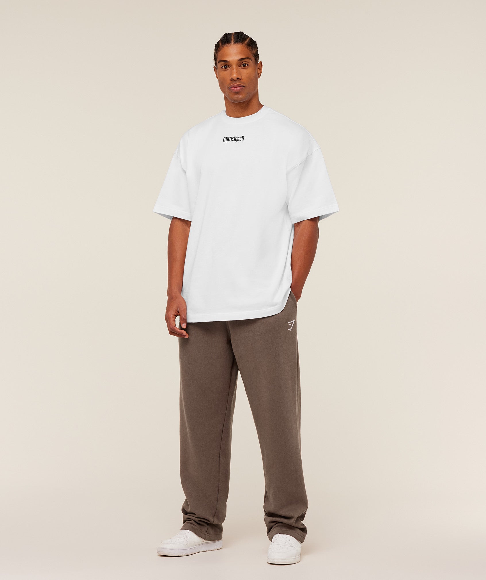 Gymshark Crest Straight Leg Joggers - Soft Brown
