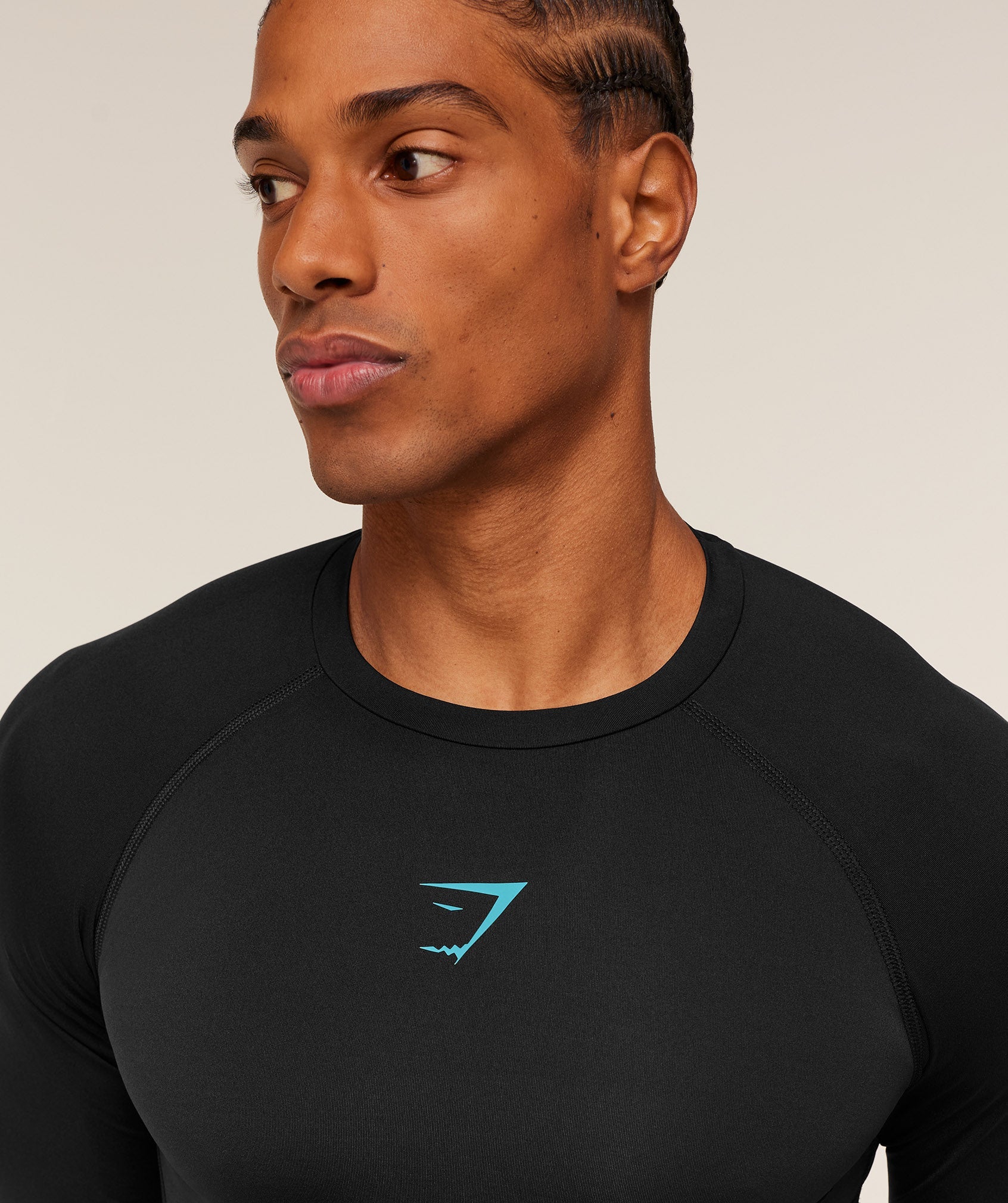 Gymshark Element Baselayer Long Sleeve T-Shirt - Black/Brand Blue