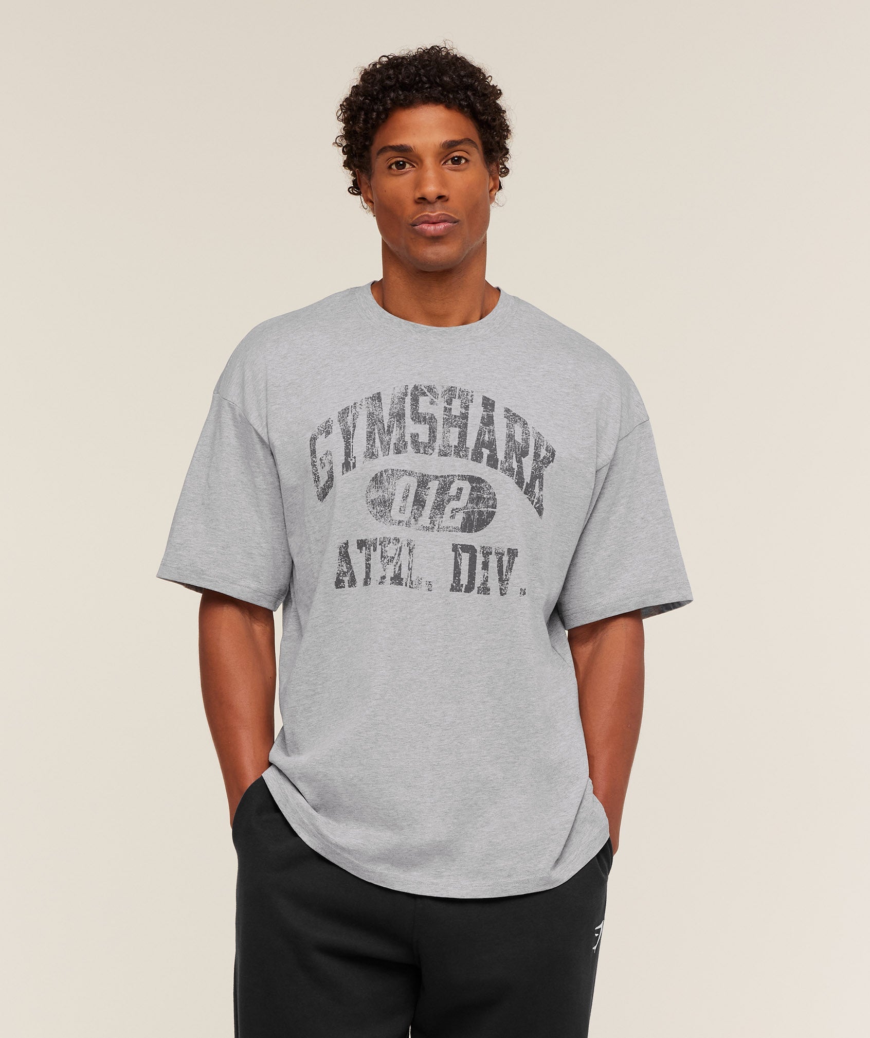 Gymshark Athletic Division Graphic T-Shirt - Light Grey Core Marl