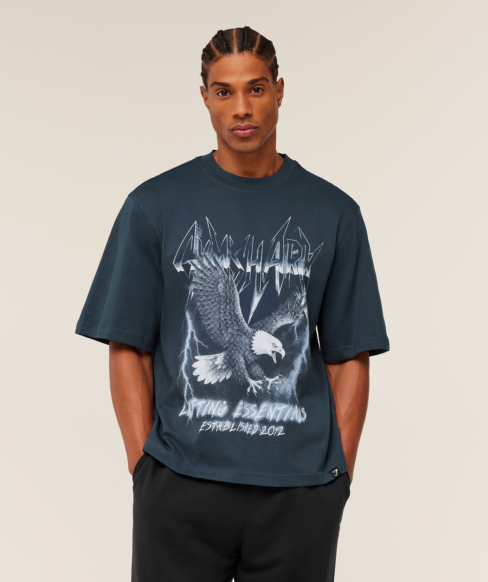 Gymshark Eagle Band Style Graphic T-Shirt - GS Stealth Blue