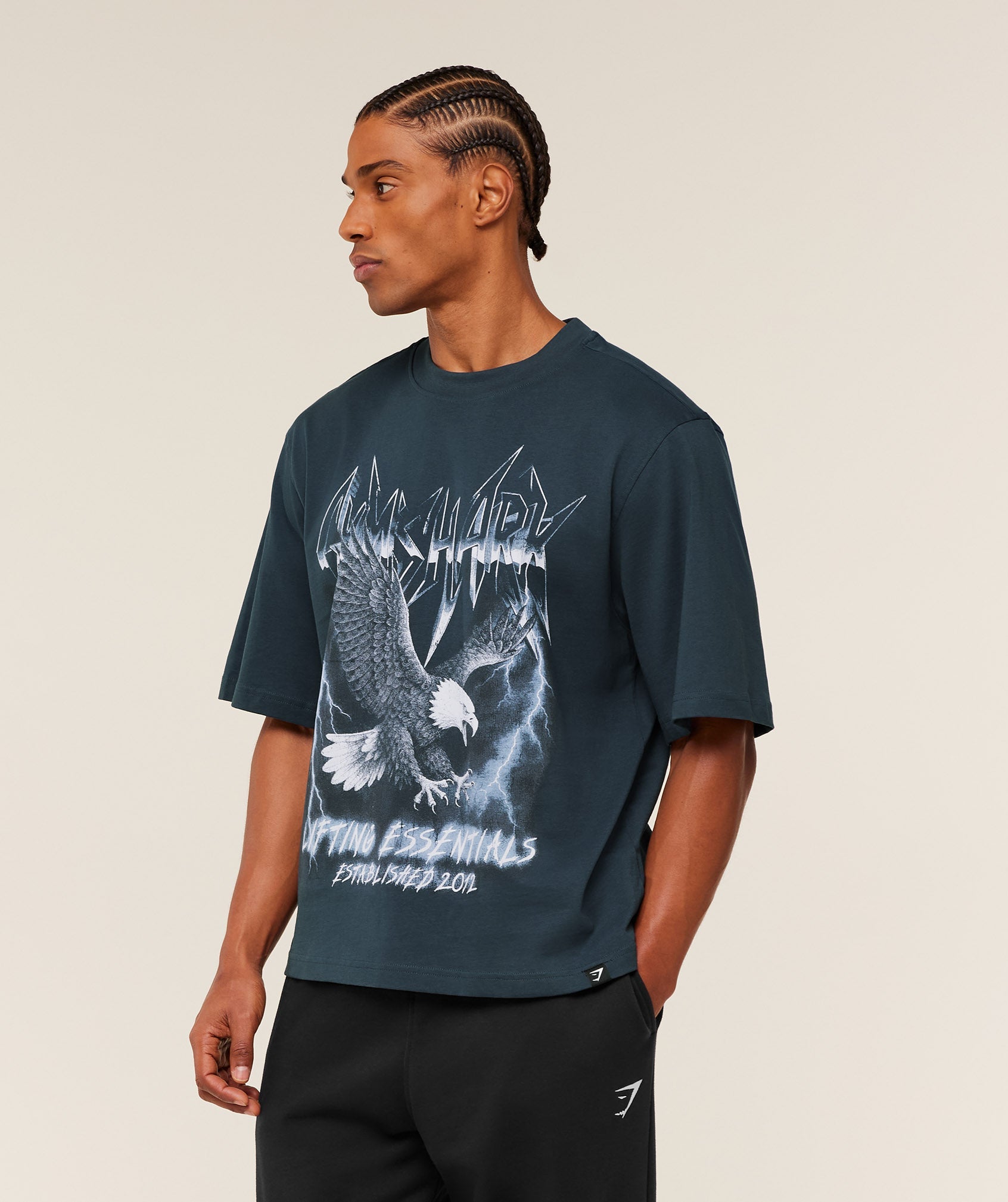Gymshark Eagle Band Style Graphic T-Shirt - GS Stealth Blue