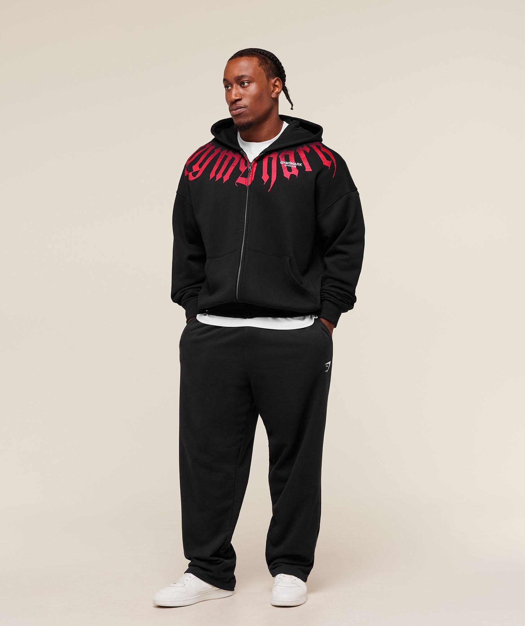 Gymshark Fade Graphic Zip Up Hoodie - Black