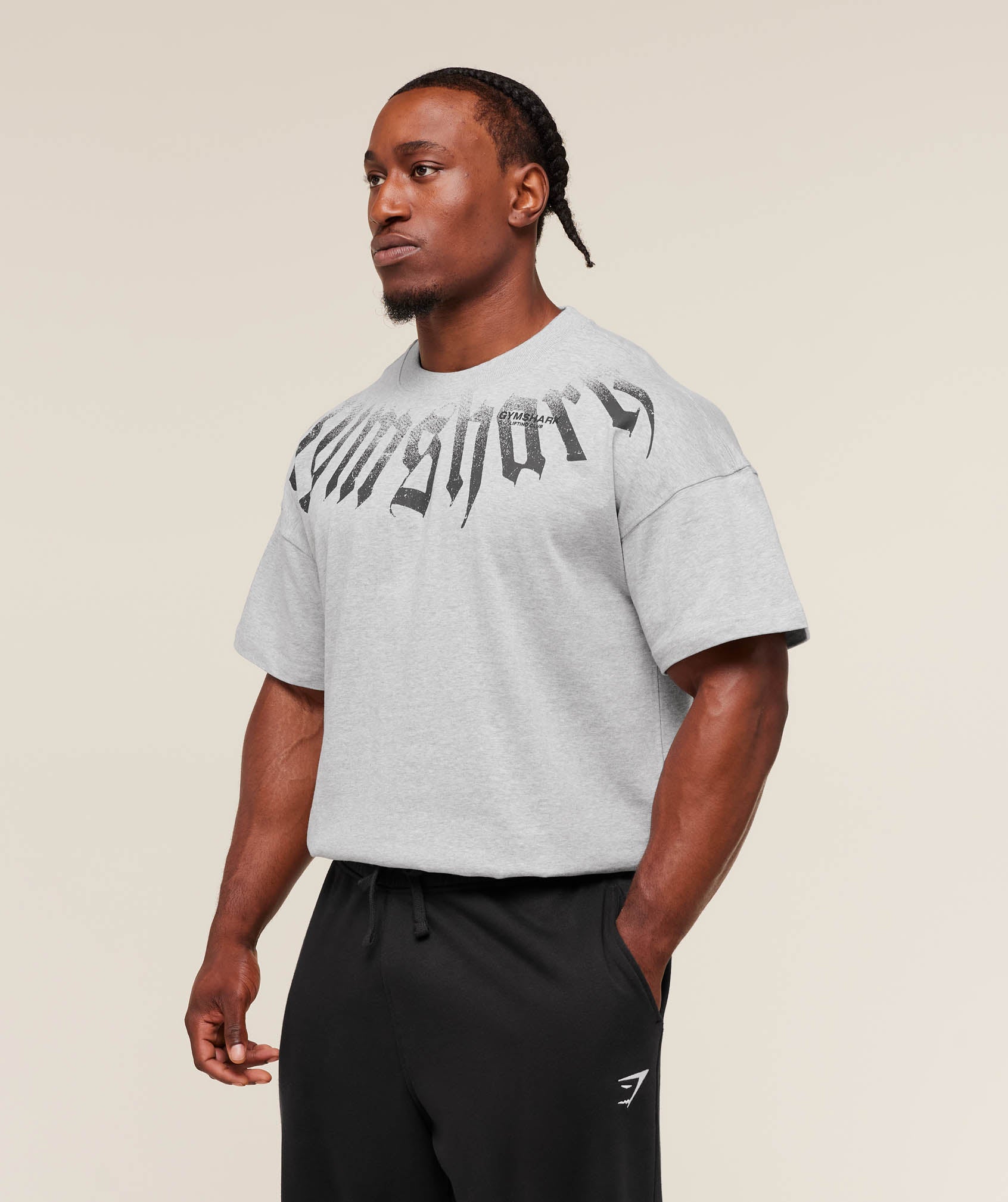 Gymshark Fade Graphic T-Shirt - Light Grey Core Marl