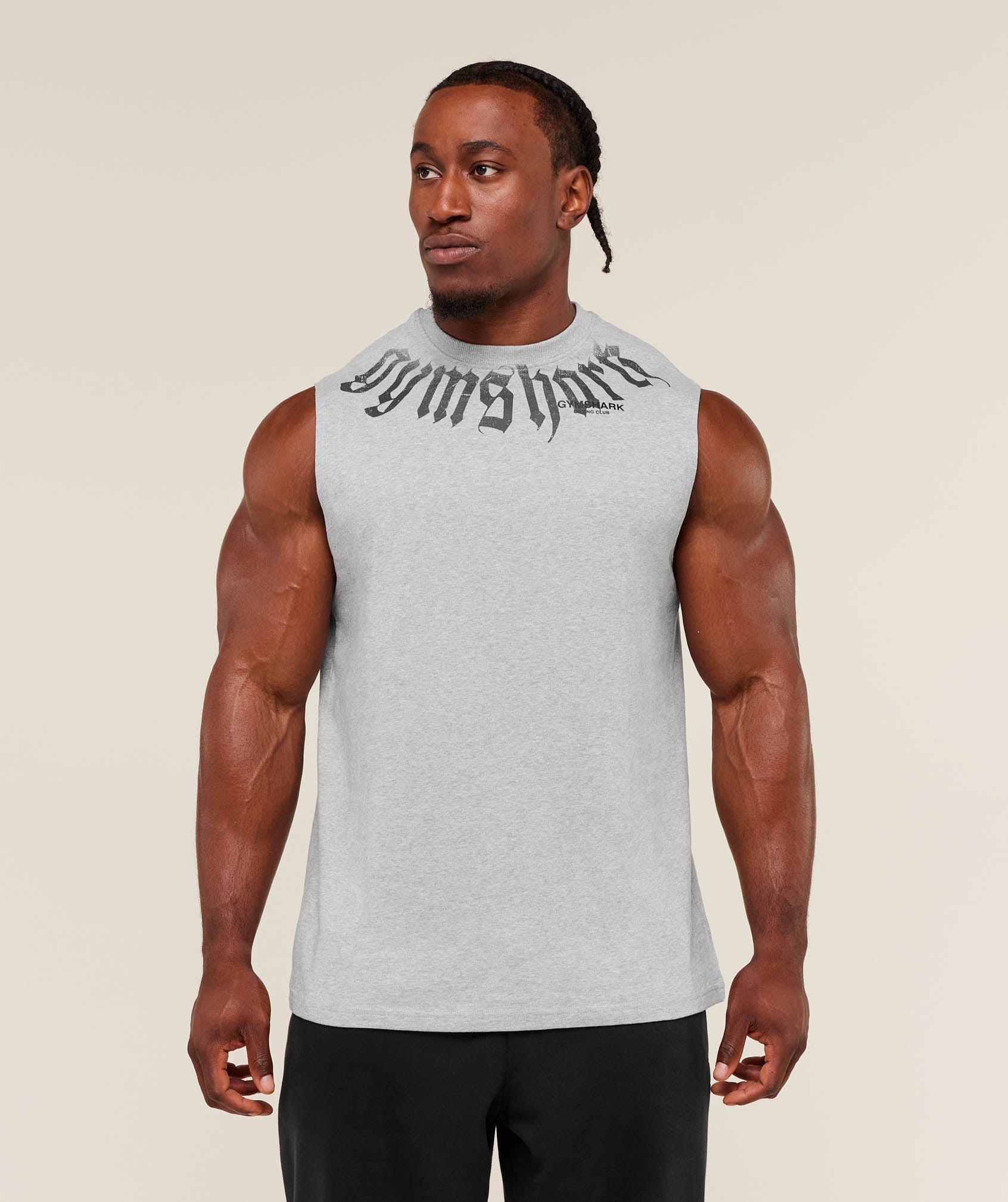 Gymshark Fade Graphic Tank - Light Grey Core Marl