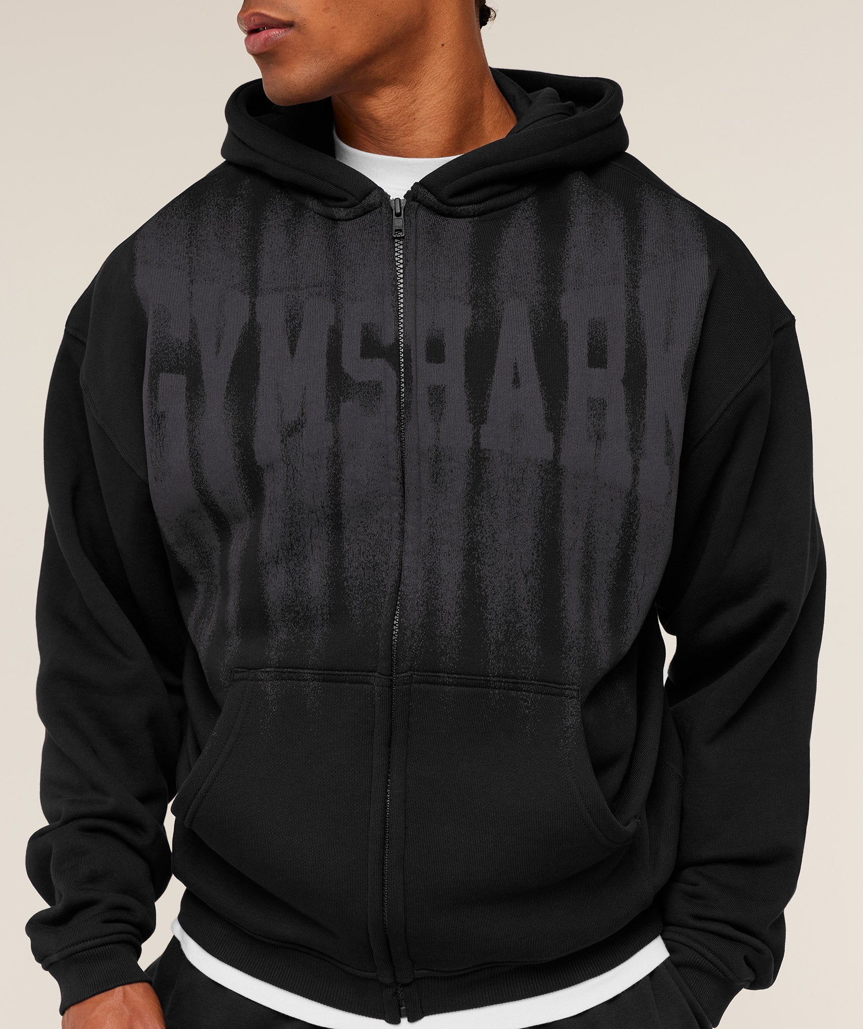 Gymshark Fade Graphic Zip Through Hoodie - GS Black