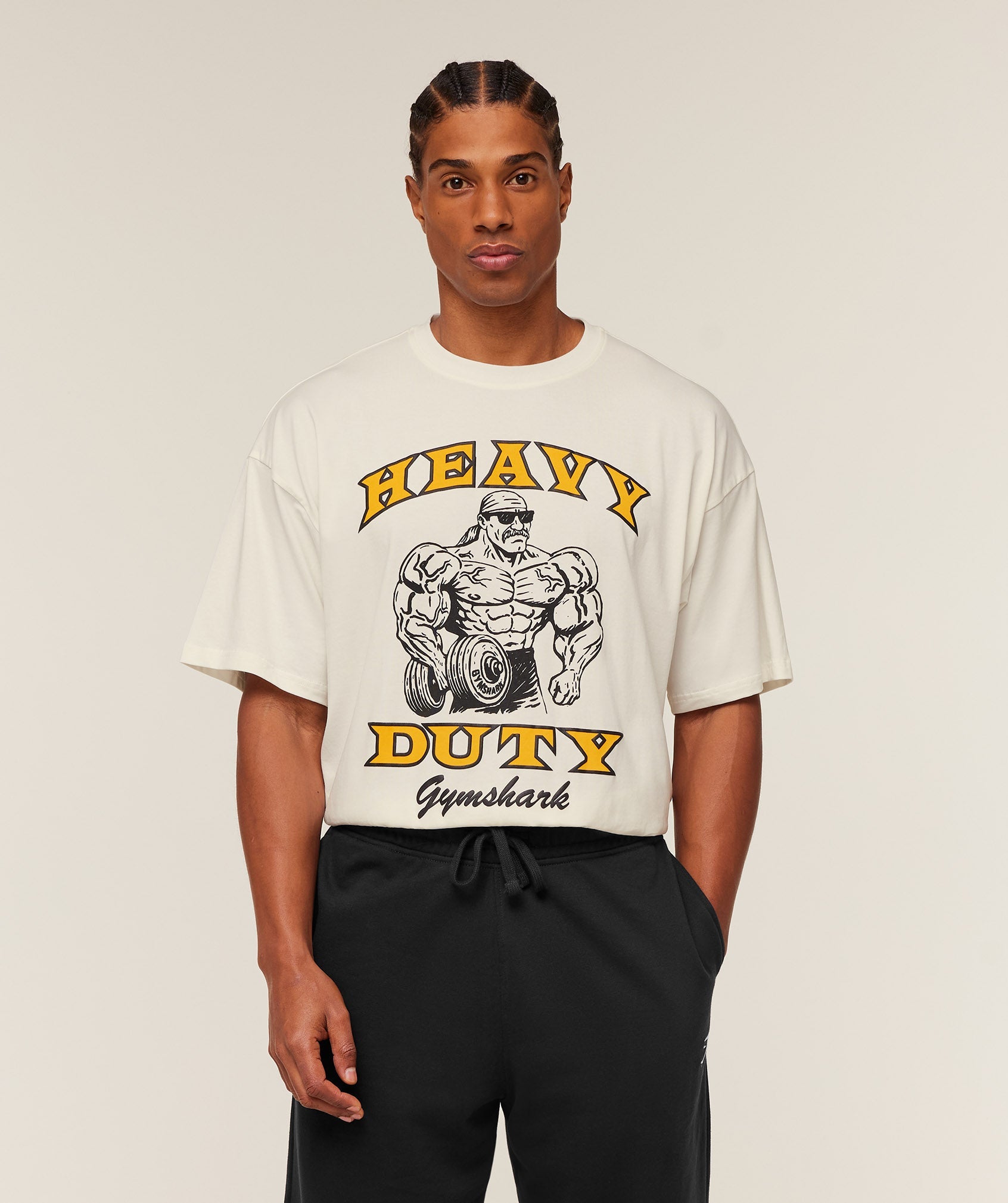 Gymshark Heavy Duty Bro Graphic T-Shirt - GS Soft White