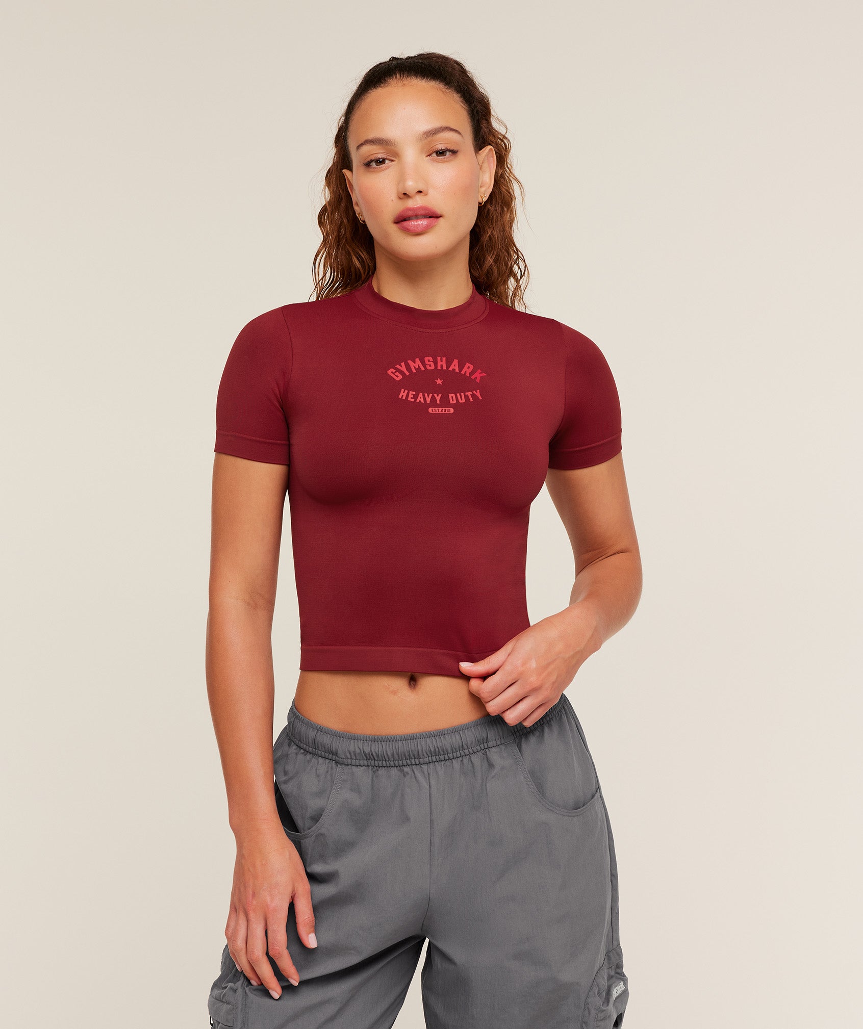 Gymshark Heavy Duty Seamless T-Shirt - Sets Red