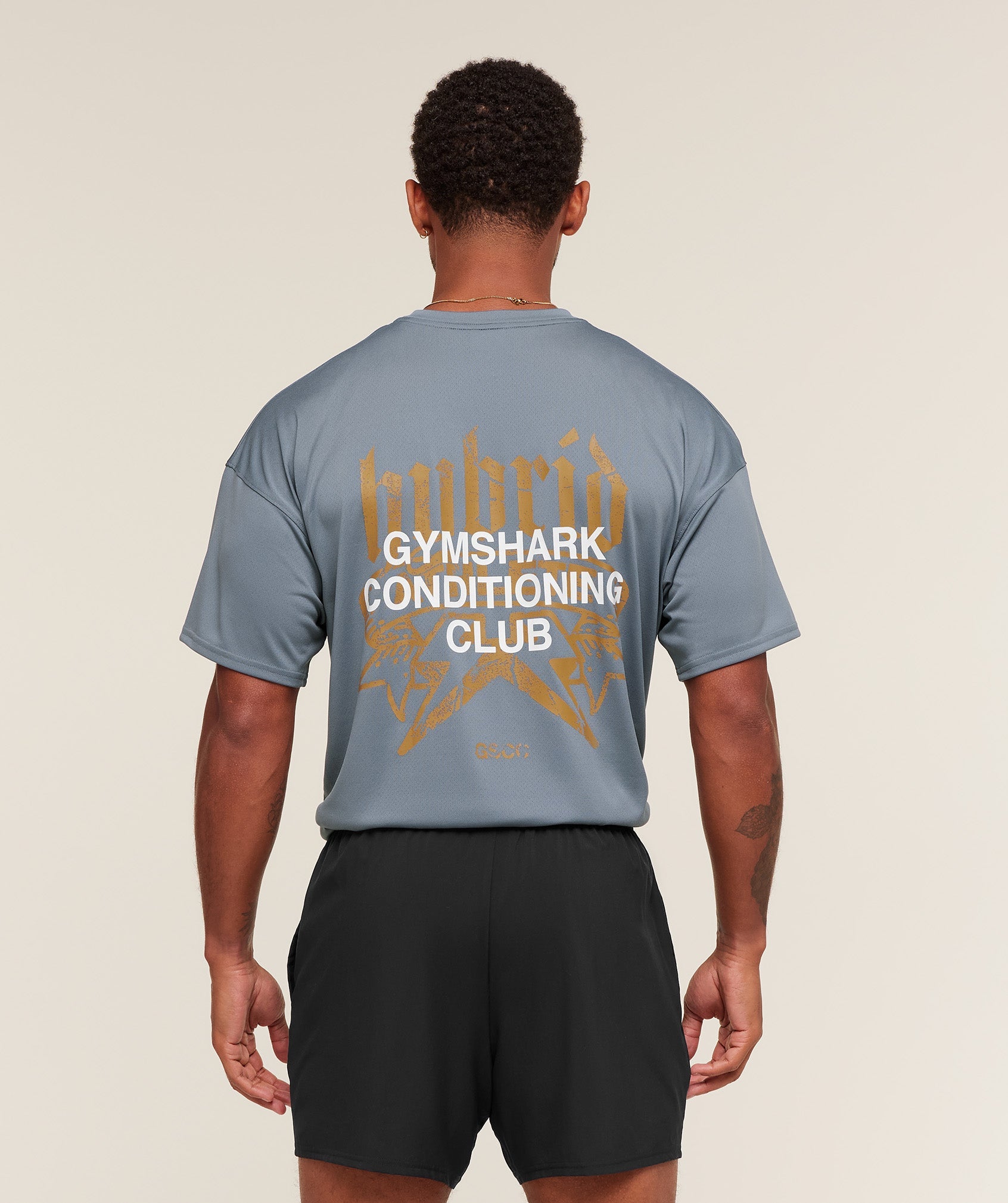 Gymshark Hybrid Graphic T-Shirt - Iron Blue