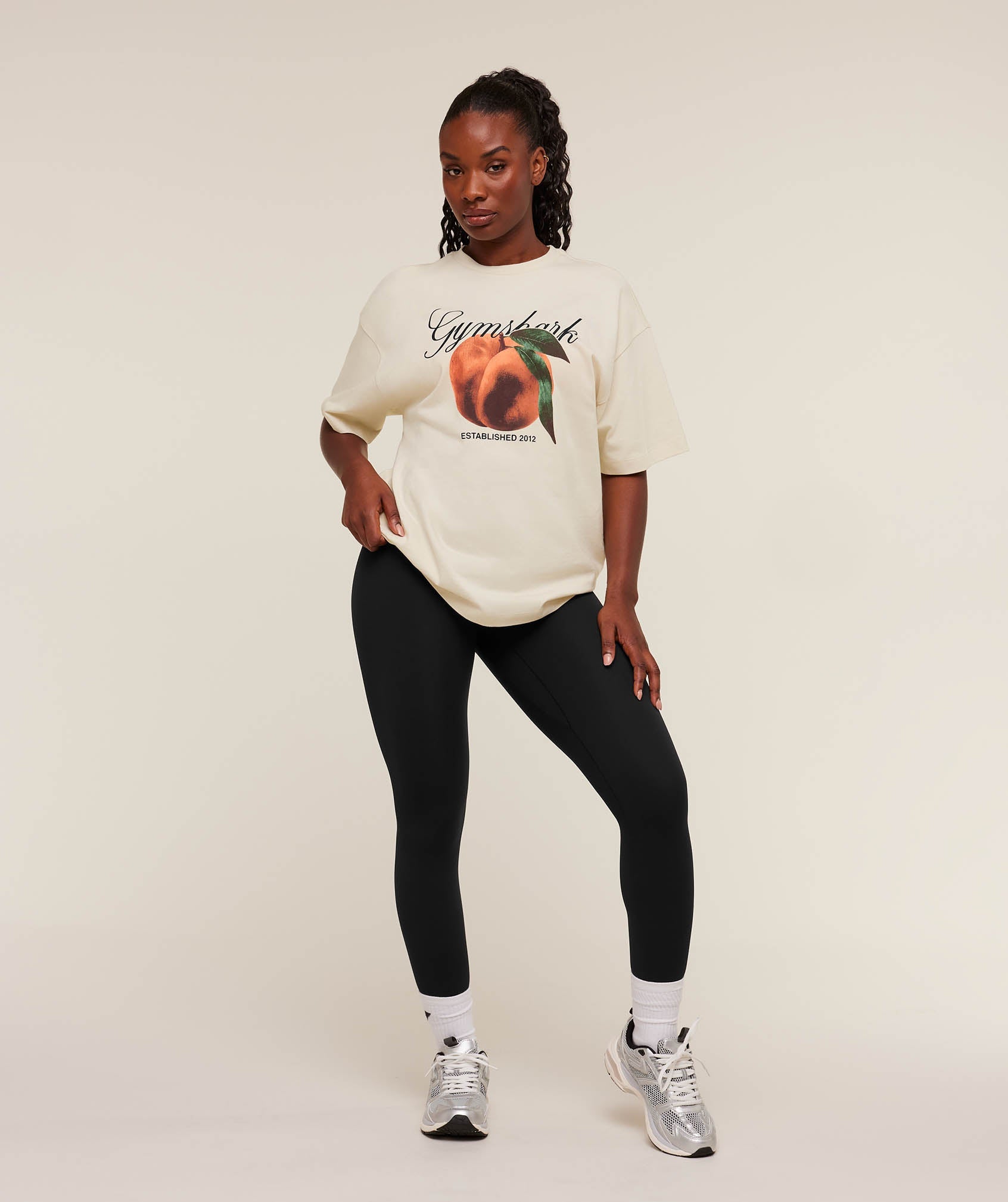 Gymshark Juicy Peach Short Sleeve T-Shirt - Oat White