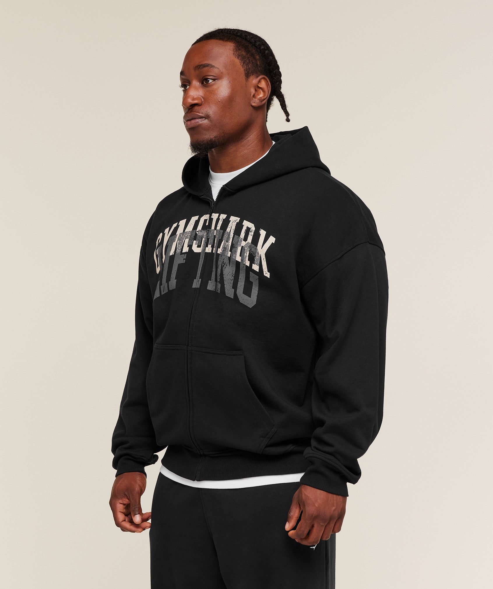 Gymshark Layered Graphic Zip Up Hoodie - Black