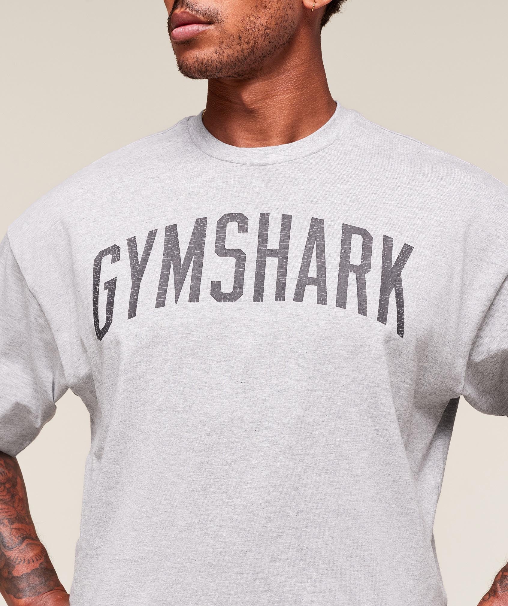 Gymshark Worn Graphic T-Shirt - Light Grey Core Marl