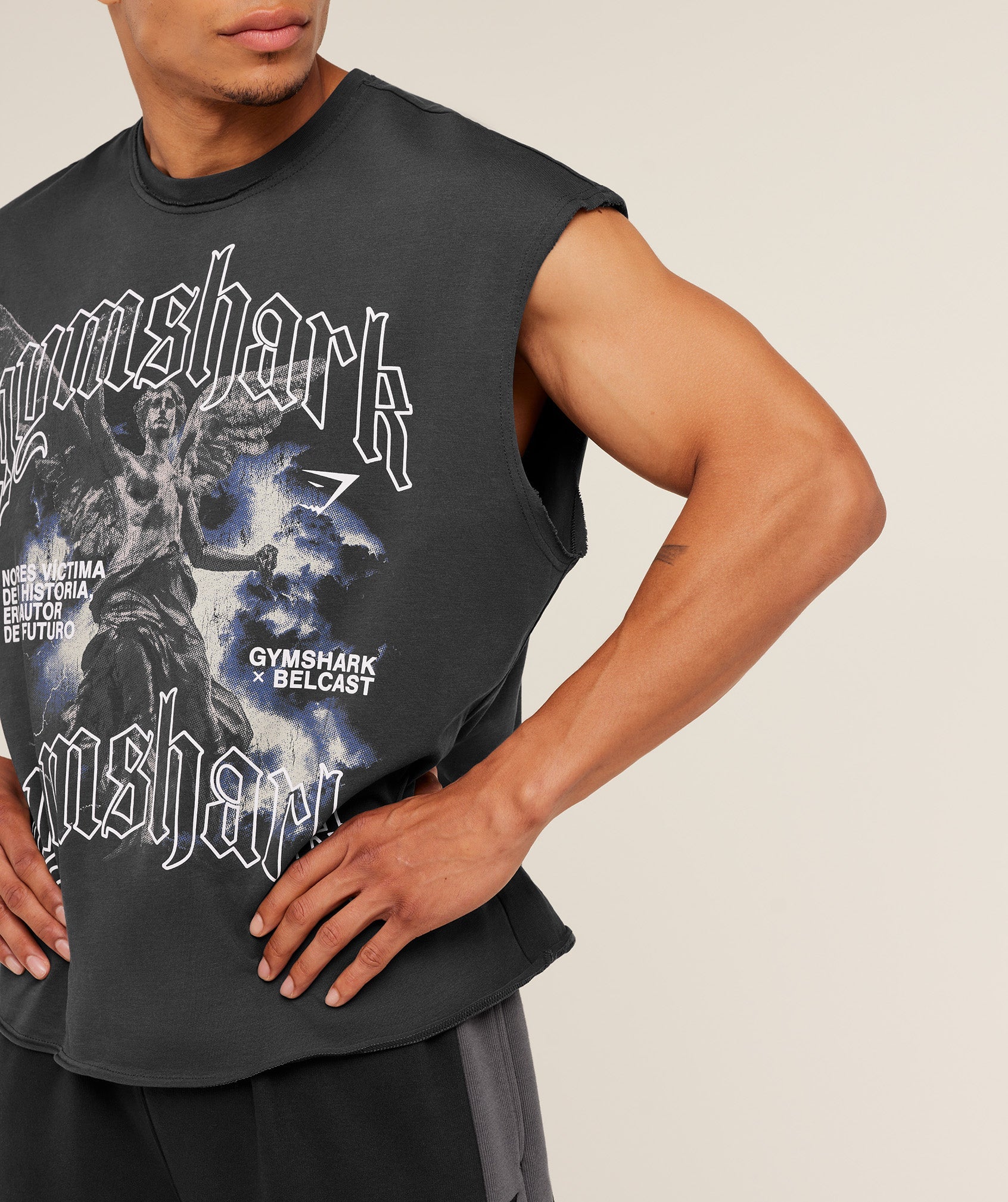 Gymshark x Carlos Belcast Cut off Tee - Onyx Grey