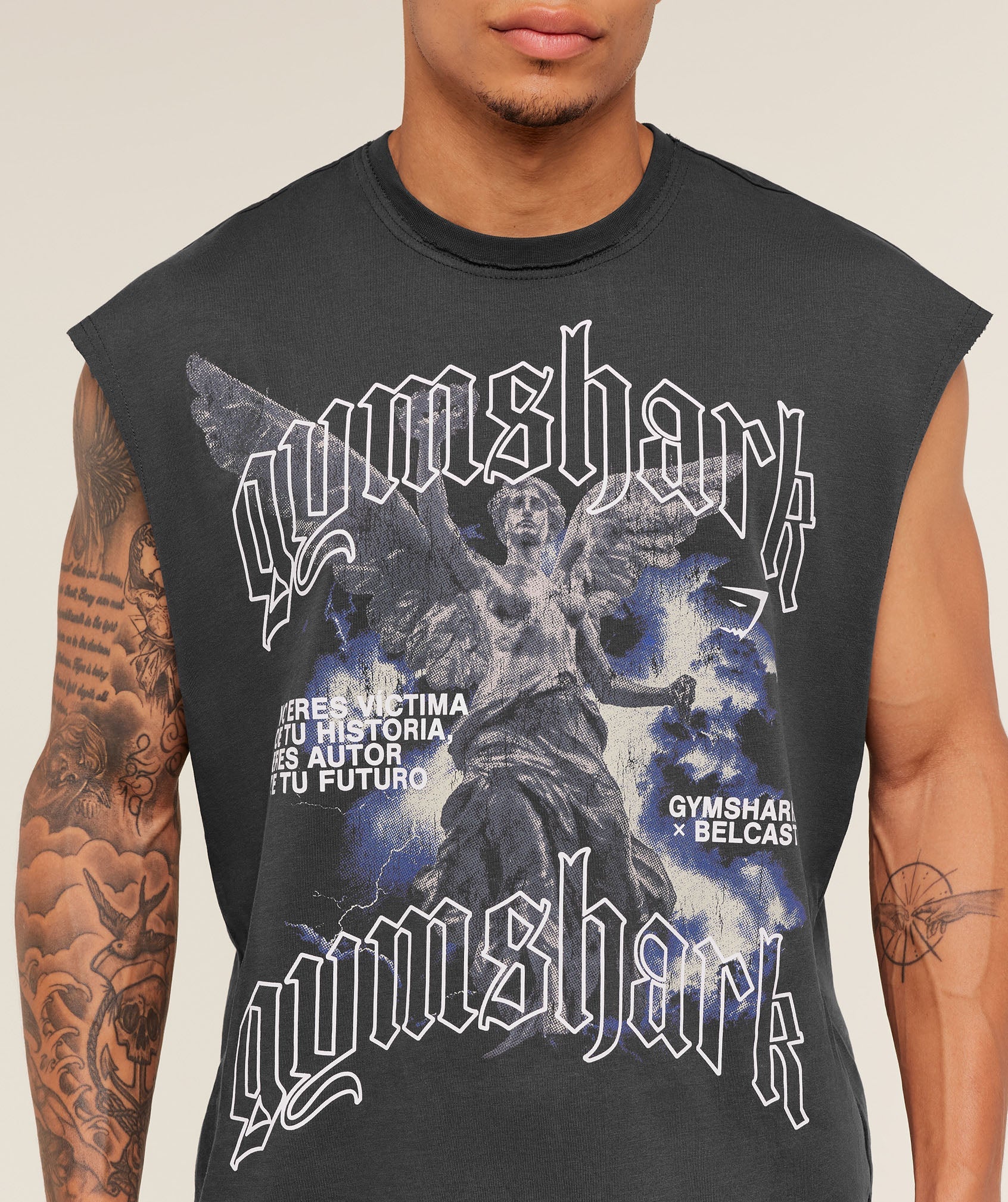 Gymshark x Carlos Belcast Cut off Tee - Onyx Grey