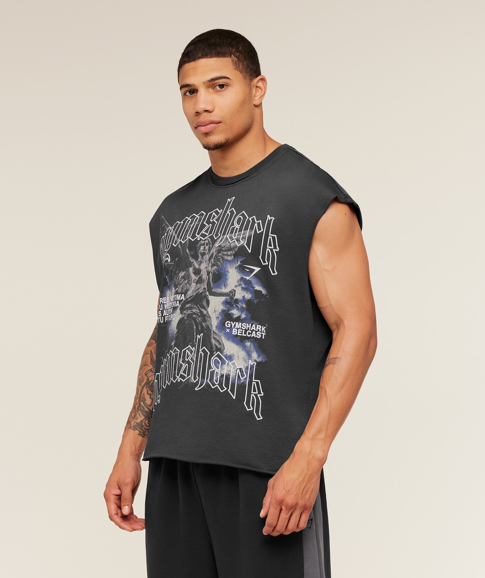Gymshark x Carlos Belcast Cut off Tee - Onyx Grey