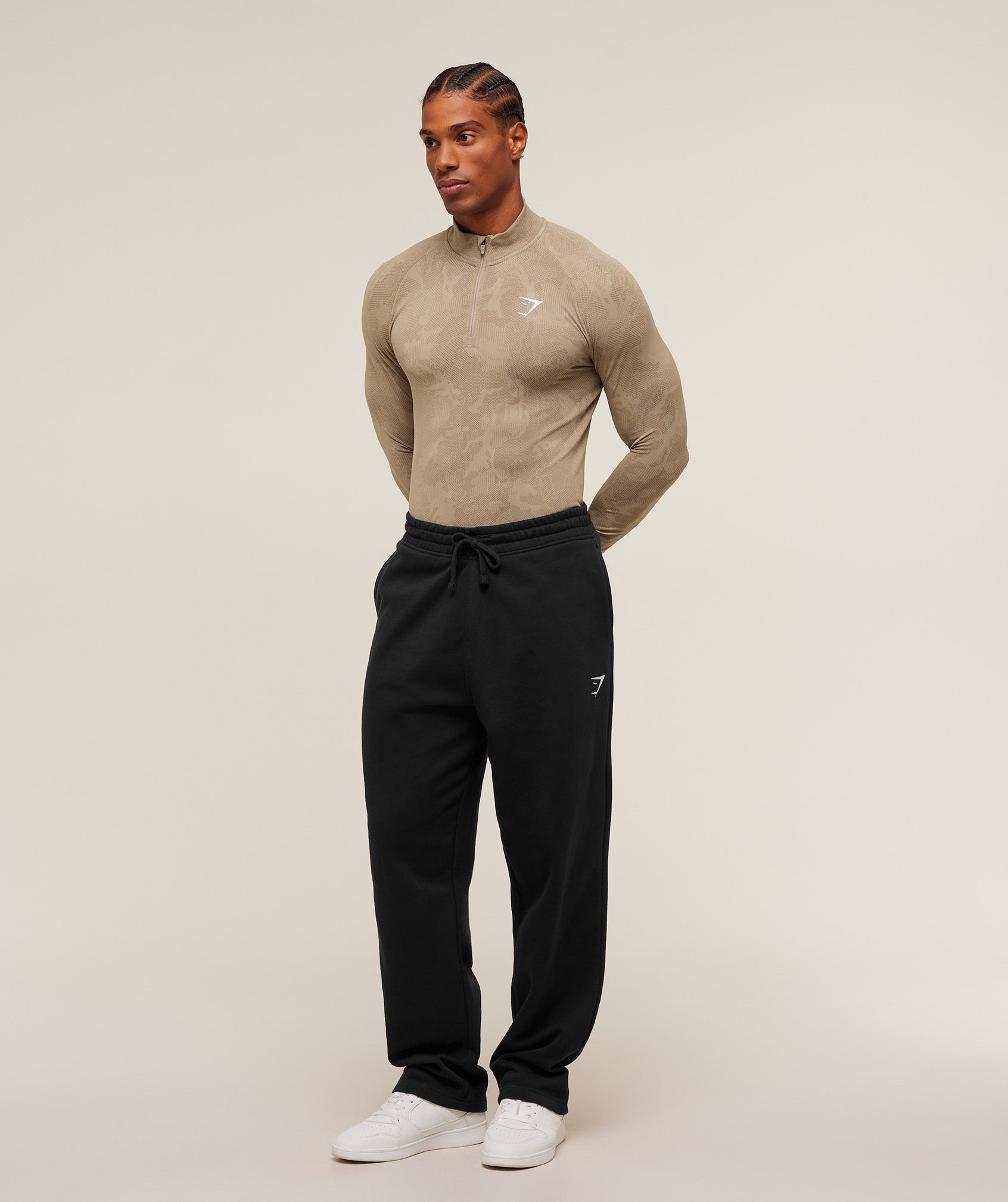 Gymshark Geo Seamless 1/4 Zip - Cement Brown/Soul Brown